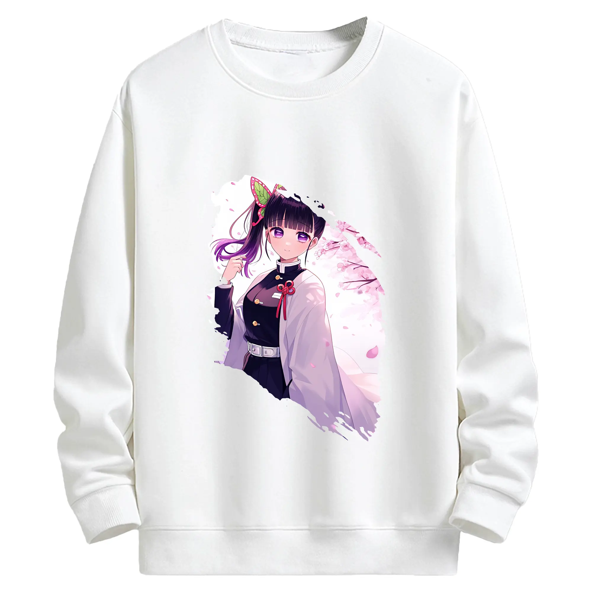 鬼滅の刃 グッズ,栗花落 カナヲ - キッズ クルーネックスウェットシャツ ・ フロントプリント ・ 綿80％ ポリエステル20％ ・ 快適 通学 スポーツ 日常使い お散歩用