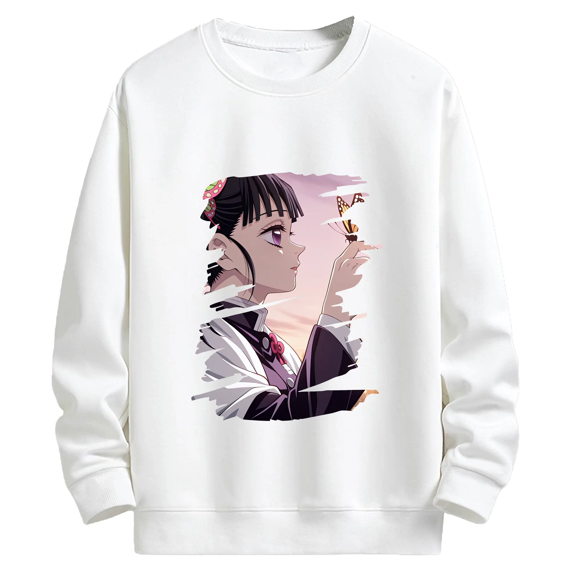 鬼滅の刃 グッズ,栗花落 カナヲ - キッズ クルーネックスウェットシャツ ・ フロントプリント ・ 綿80％ ポリエステル20％ ・ 快適 通学 スポーツ 日常使い お散歩用