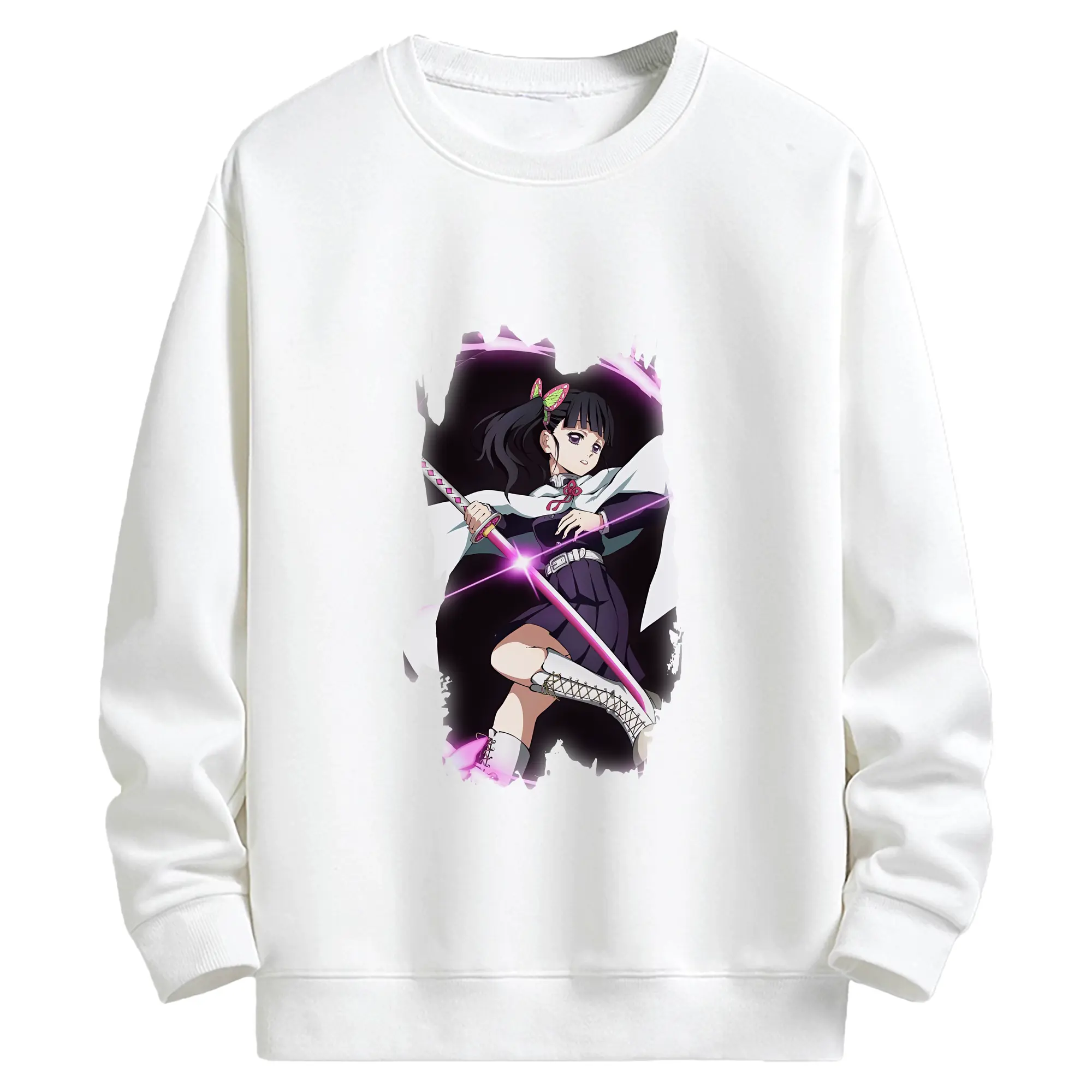 鬼滅の刃 グッズ,栗花落 カナヲ - キッズ クルーネックスウェットシャツ ・ フロントプリント ・ 綿80％ ポリエステル20％ ・ 快適 通学 スポーツ 日常使い お散歩用