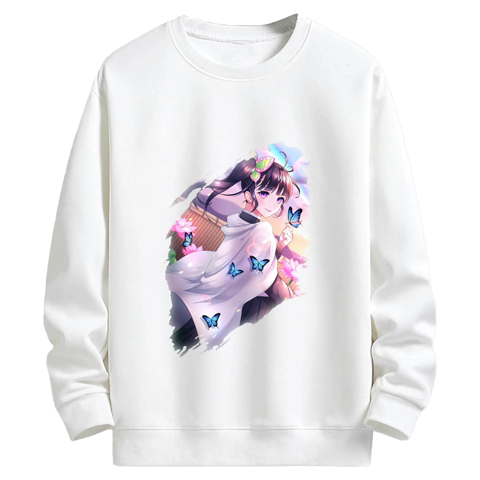 鬼滅の刃 グッズ,栗花落 カナヲ - キッズ クルーネックスウェットシャツ ・ フロントプリント ・ 綿80％ ポリエステル20％ ・ 快適 通学 スポーツ 日常使い お散歩用