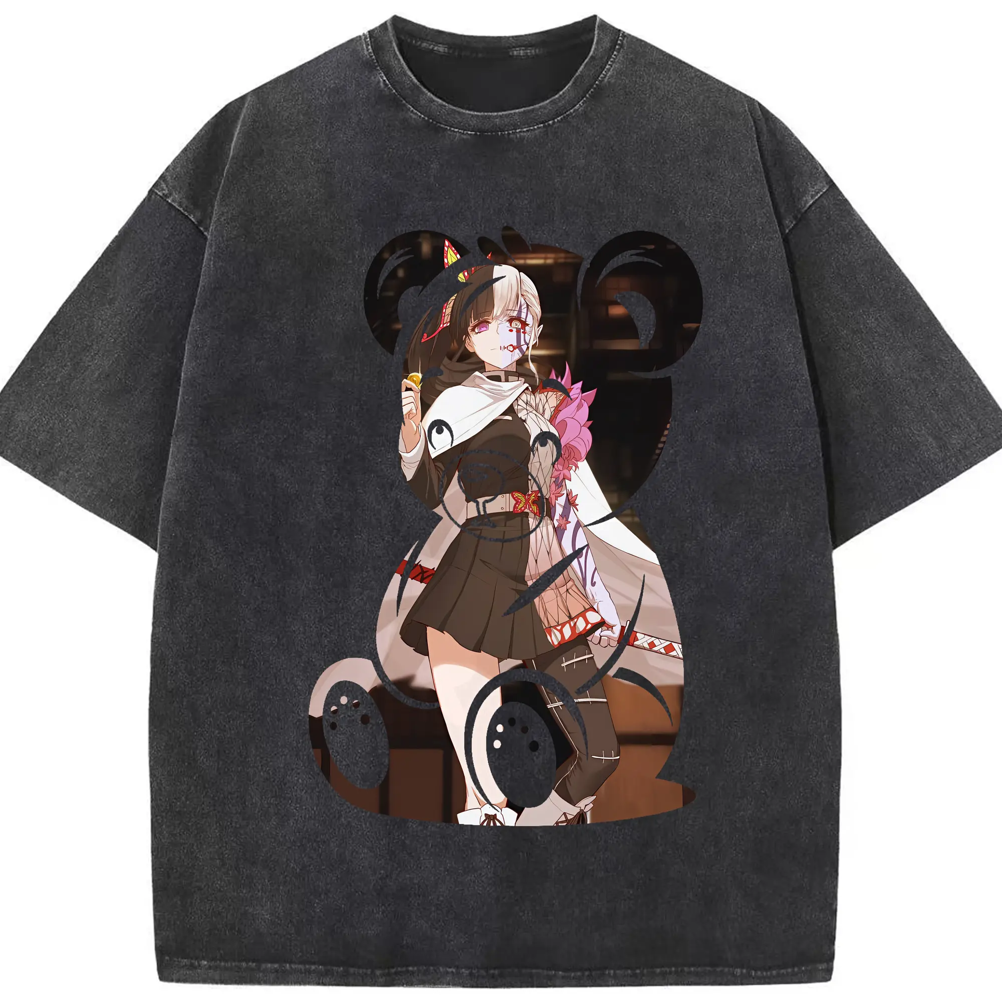 鬼滅の刃 グッズ,栗花落 カナヲ - 綿100％ ヴィンテージ風 半袖Tシャツ ・ フロントプリント ・ 柔らか肌触り ・ 通気性 快適 ・ スポーツ カジュアル 外出用