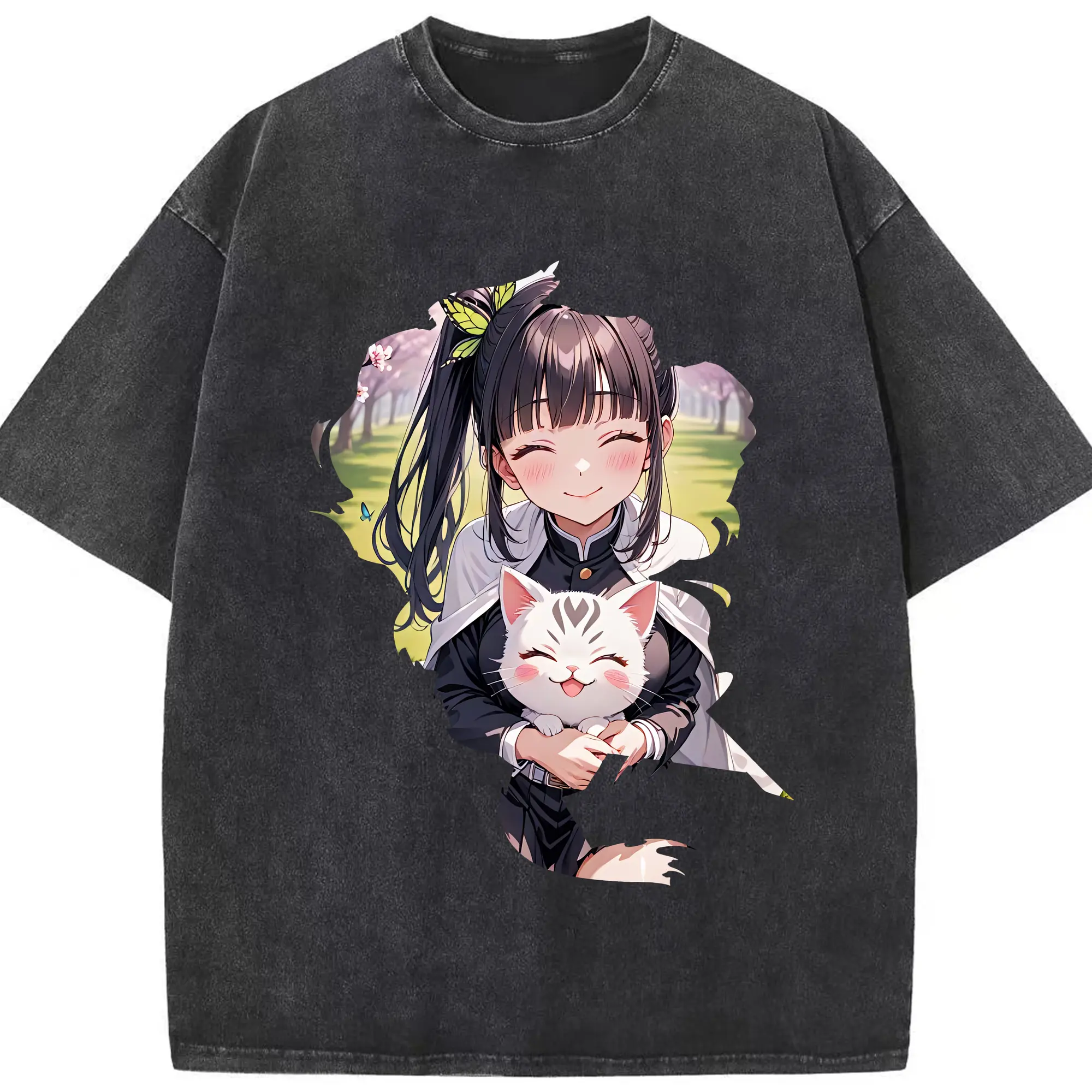 鬼滅の刃 グッズ,栗花落 カナヲ - 綿100％ ヴィンテージ風 半袖Tシャツ ・ フロントプリント ・ 柔らか肌触り ・ 通気性 快適 ・ スポーツ カジュアル 外出用