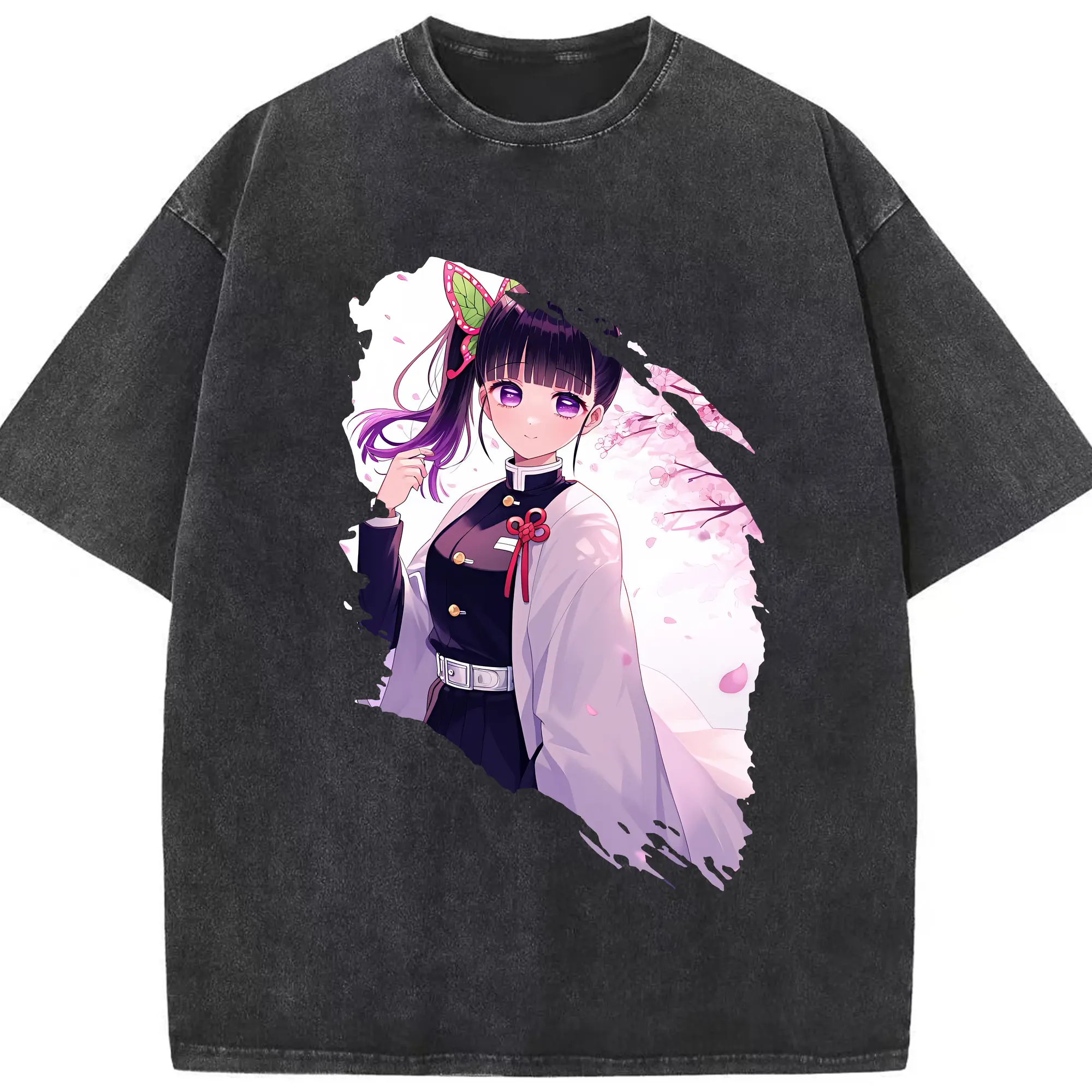 鬼滅の刃 グッズ,栗花落 カナヲ - 綿100％ ヴィンテージ風 半袖Tシャツ ・ フロントプリント ・ 柔らか肌触り ・ 通気性 快適 ・ スポーツ カジュアル 外出用