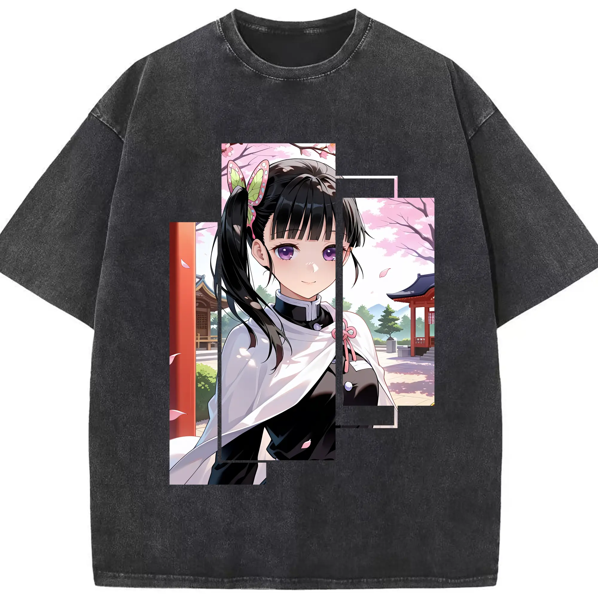 鬼滅の刃 グッズ,栗花落 カナヲ - 綿100％ ヴィンテージ風 半袖Tシャツ ・ フロントプリント ・ 柔らか肌触り ・ 通気性 快適 ・ スポーツ カジュアル 外出用