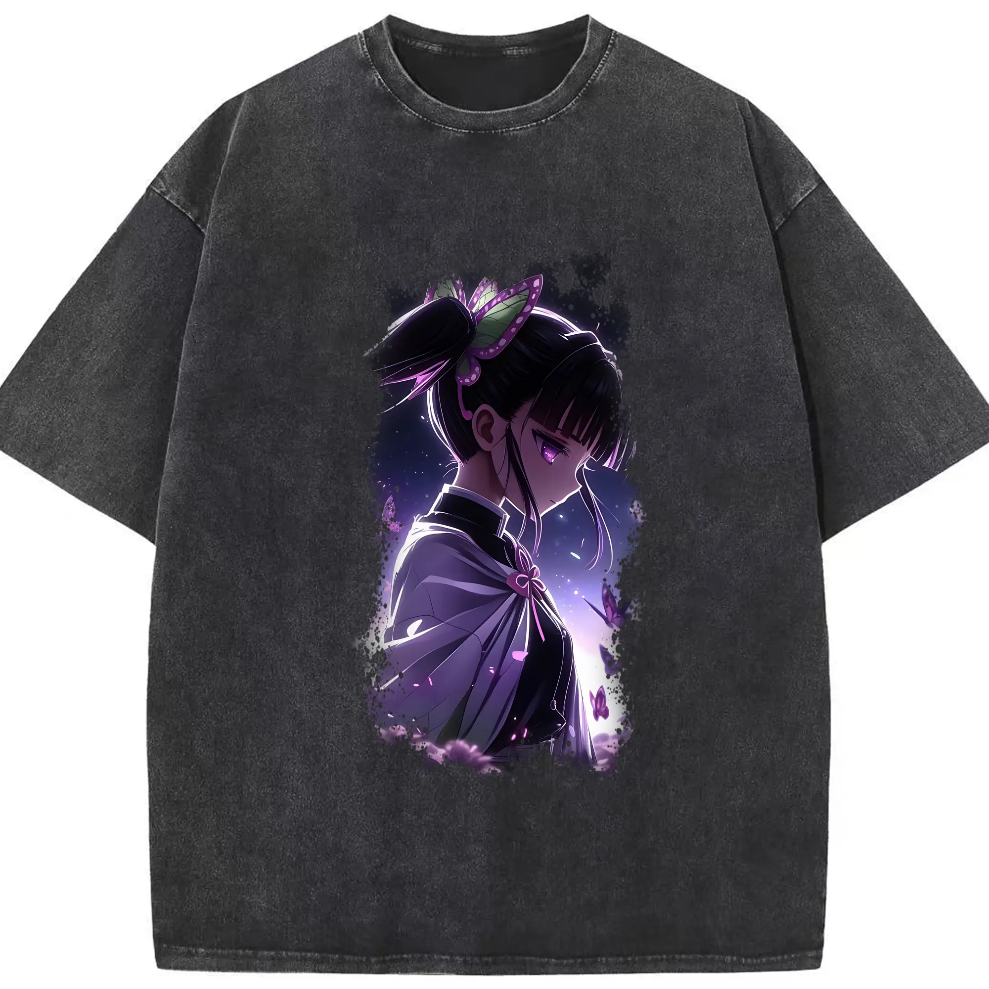 鬼滅の刃 グッズ,栗花落 カナヲ - 綿100％ ヴィンテージ風 半袖Tシャツ ・ フロントプリント ・ 柔らか肌触り ・ 通気性 快適 ・ スポーツ カジュアル 外出用