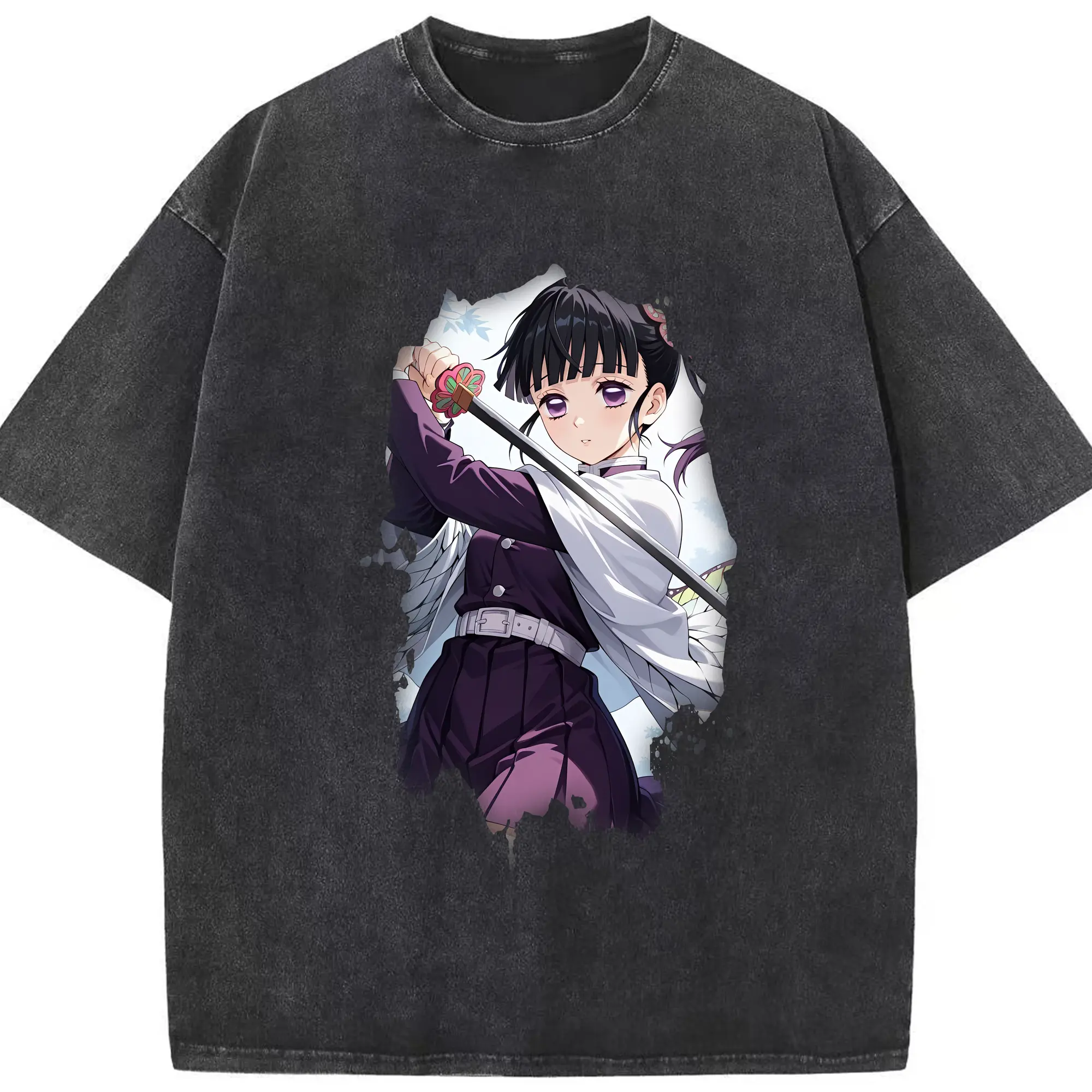 鬼滅の刃 グッズ,栗花落 カナヲ - 綿100％ ヴィンテージ風 半袖Tシャツ ・ フロントプリント ・ 柔らか肌触り ・ 通気性 快適 ・ スポーツ カジュアル 外出用