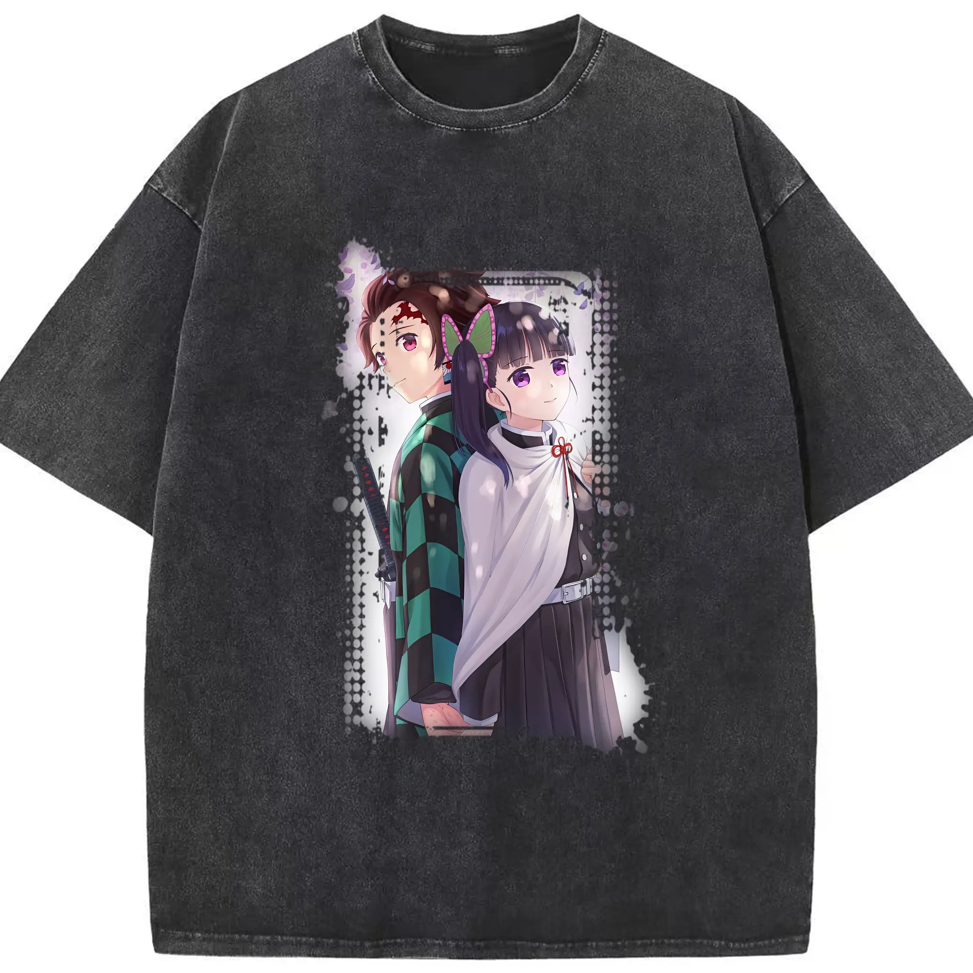 鬼滅の刃 グッズ,栗花落 カナヲ - 綿100％ ヴィンテージ風 半袖Tシャツ ・ フロントプリント ・ 柔らか肌触り ・ 通気性 快適 ・ スポーツ カジュアル 外出用