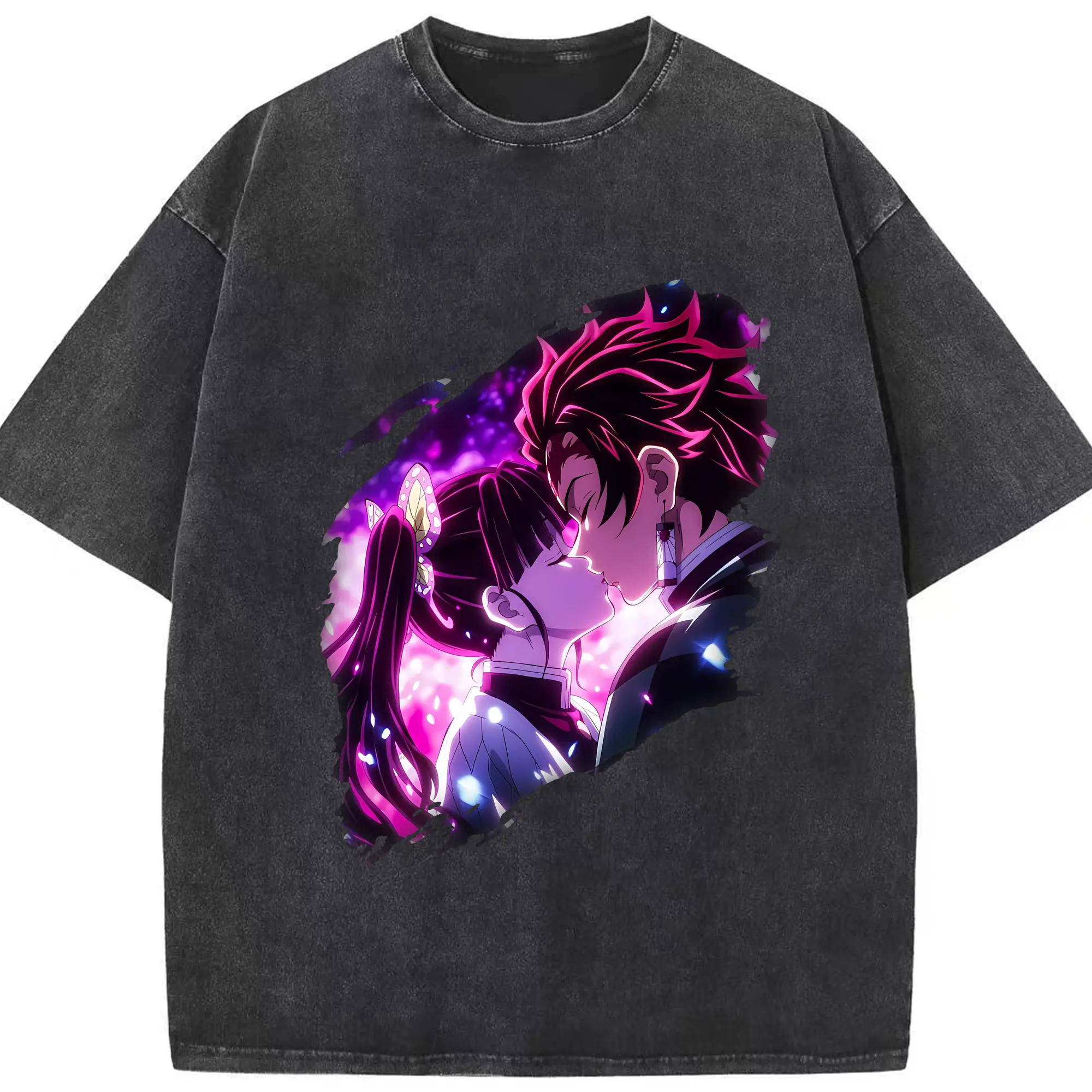 鬼滅の刃 グッズ,栗花落 カナヲ - 綿100％ ヴィンテージ風 半袖Tシャツ ・ フロントプリント ・ 柔らか肌触り ・ 通気性 快適 ・ スポーツ カジュアル 外出用