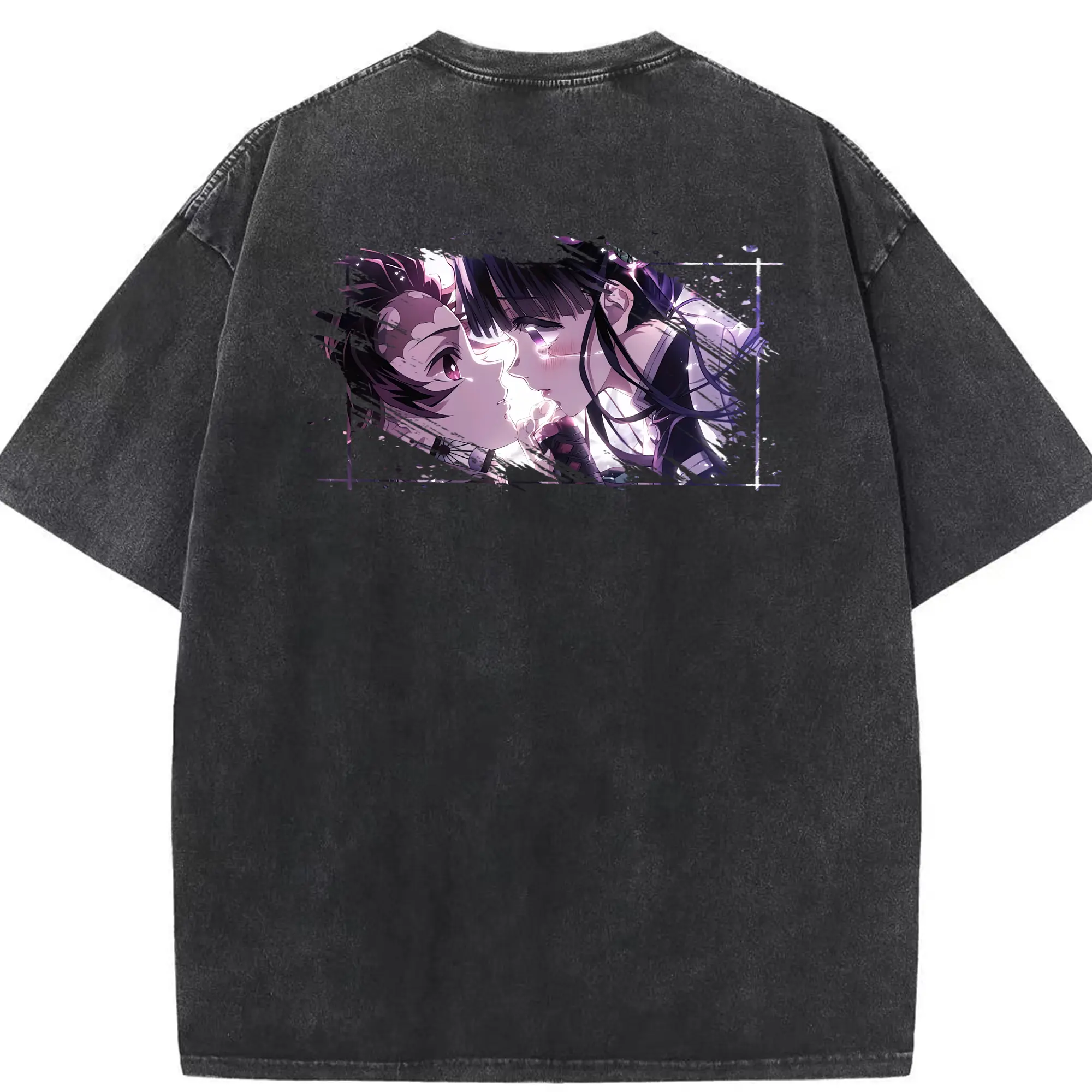 鬼滅の刃 グッズ,栗花落 カナヲ - 綿100％ ヴィンテージ風 半袖Tシャツ ・ 背面プリント ・ 柔らか肌触り ・ 通気性 快適 ・ スポーツ カジュアル 外出用