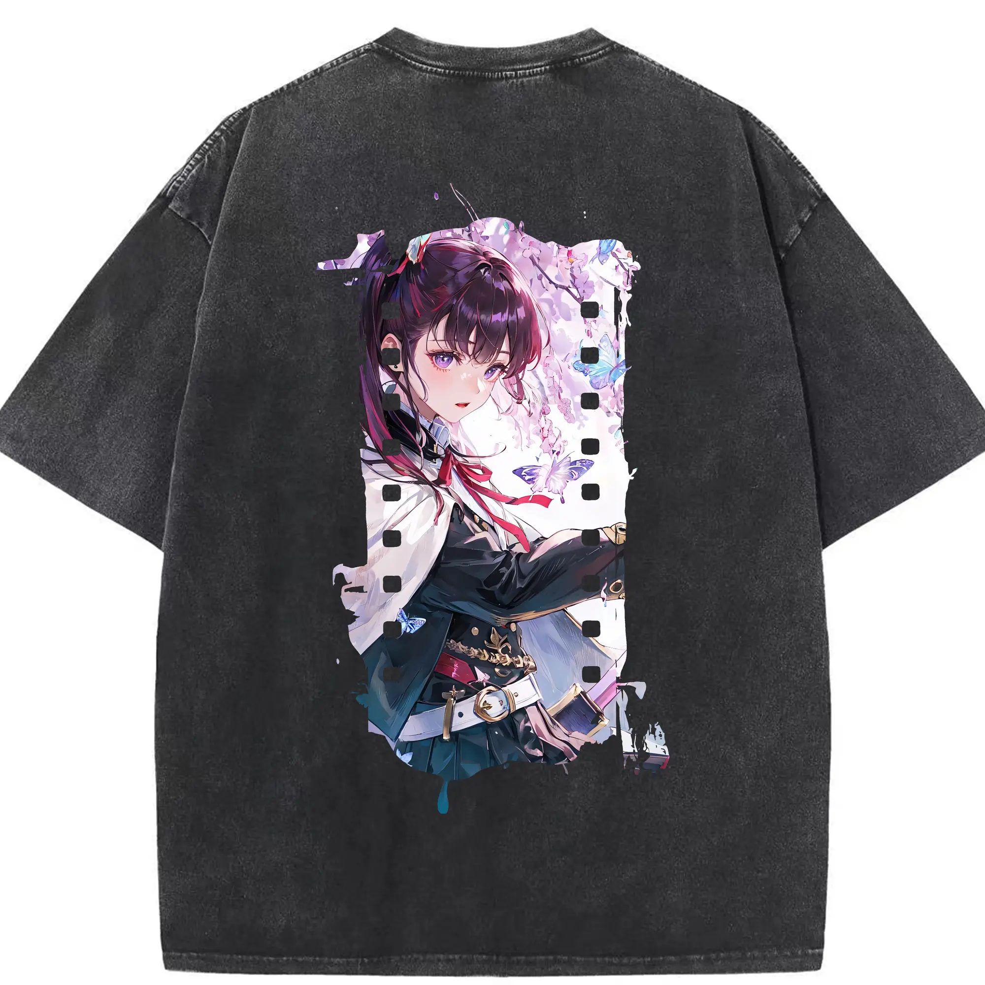 鬼滅の刃 グッズ,栗花落 カナヲ - 綿100％ ヴィンテージ風 半袖Tシャツ ・ 背面プリント ・ 柔らか肌触り ・ 通気性 快適 ・ スポーツ カジュアル 外出用