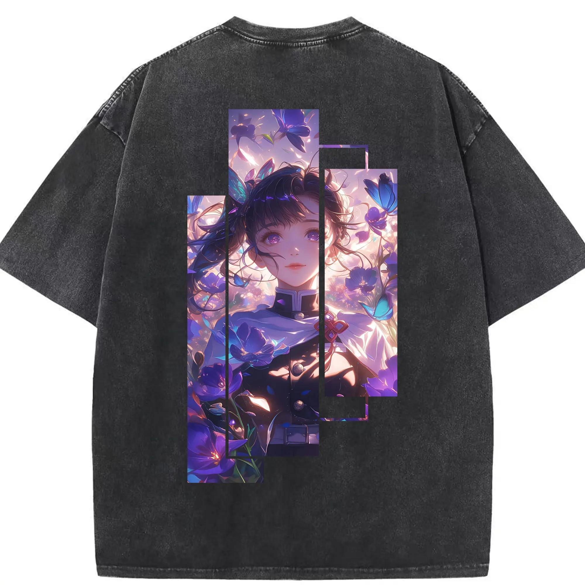 鬼滅の刃 グッズ,栗花落 カナヲ - 綿100％ ヴィンテージ風 半袖Tシャツ ・ 背面プリント ・ 柔らか肌触り ・ 通気性 快適 ・ スポーツ カジュアル 外出用