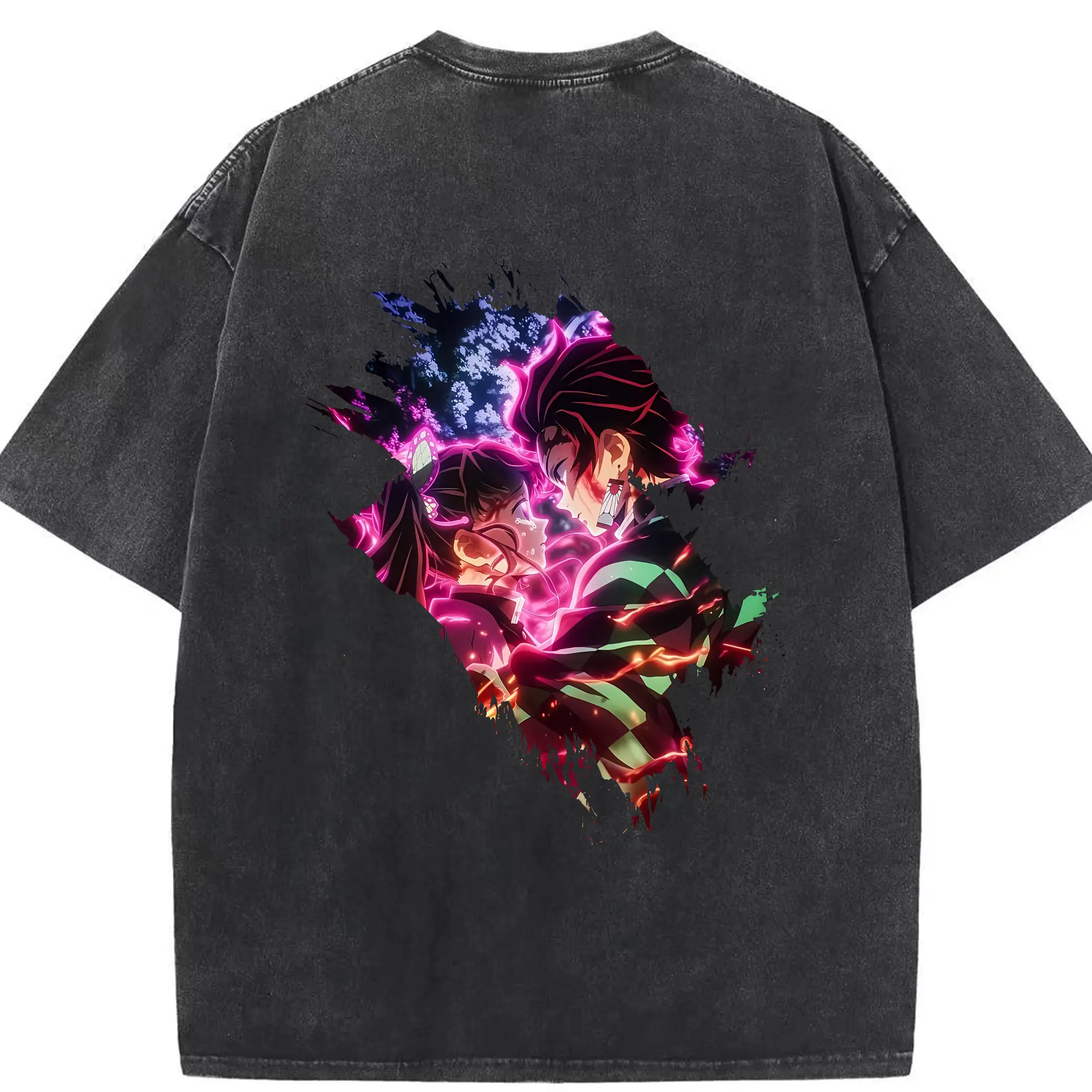 鬼滅の刃 グッズ,栗花落 カナヲ - 綿100％ ヴィンテージ風 半袖Tシャツ ・ 背面プリント ・ 柔らか肌触り ・ 通気性 快適 ・ スポーツ カジュアル 外出用