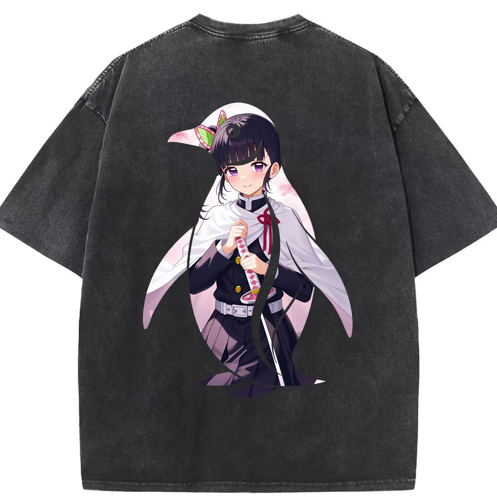 鬼滅の刃 グッズ,栗花落 カナヲ - 綿100％ ヴィンテージ風 半袖Tシャツ ・ 背面プリント ・ 柔らか肌触り ・ 通気性 快適 ・ スポーツ カジュアル 外出用