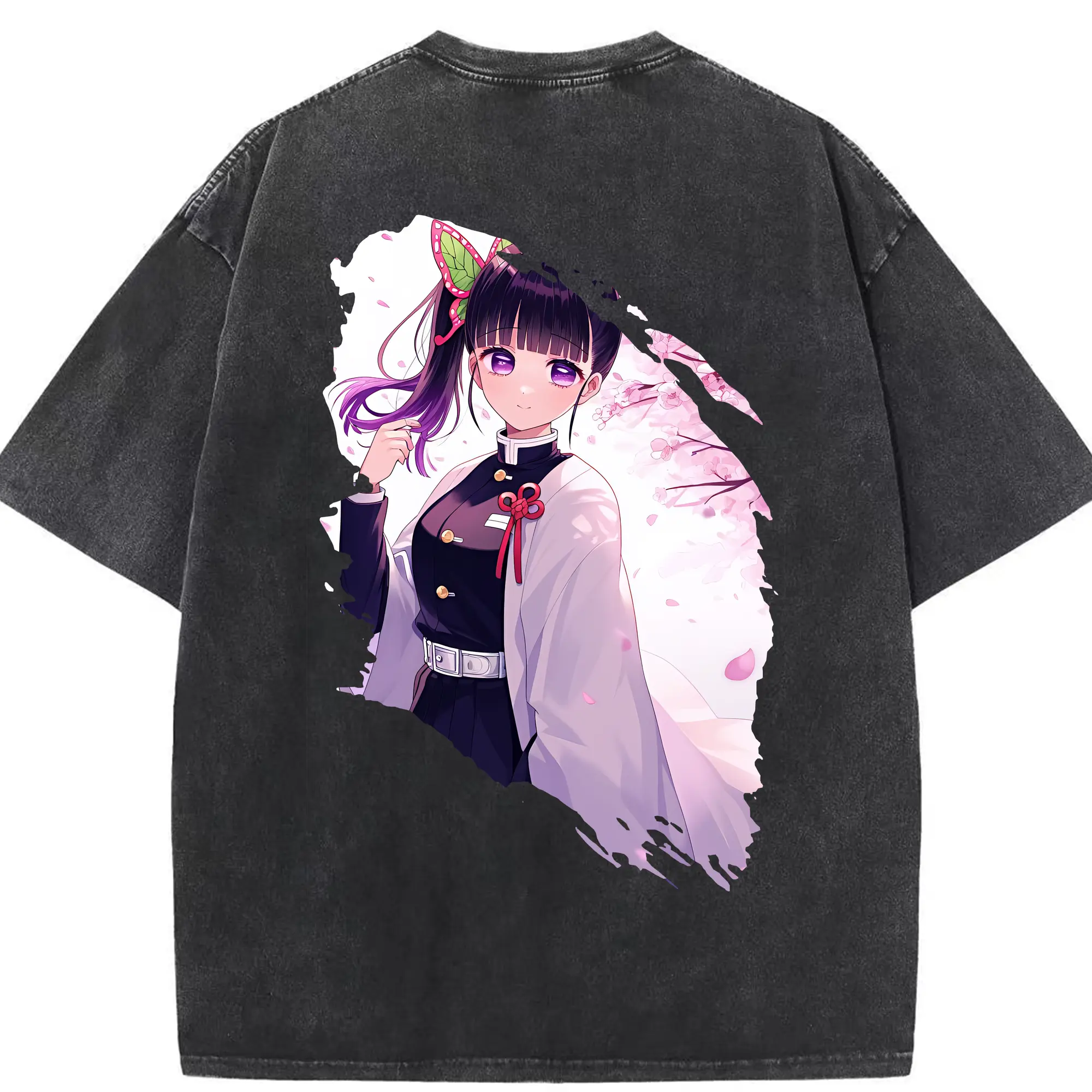 鬼滅の刃 グッズ,栗花落 カナヲ - 綿100％ ヴィンテージ風 半袖Tシャツ ・ 背面プリント ・ 柔らか肌触り ・ 通気性 快適 ・ スポーツ カジュアル 外出用