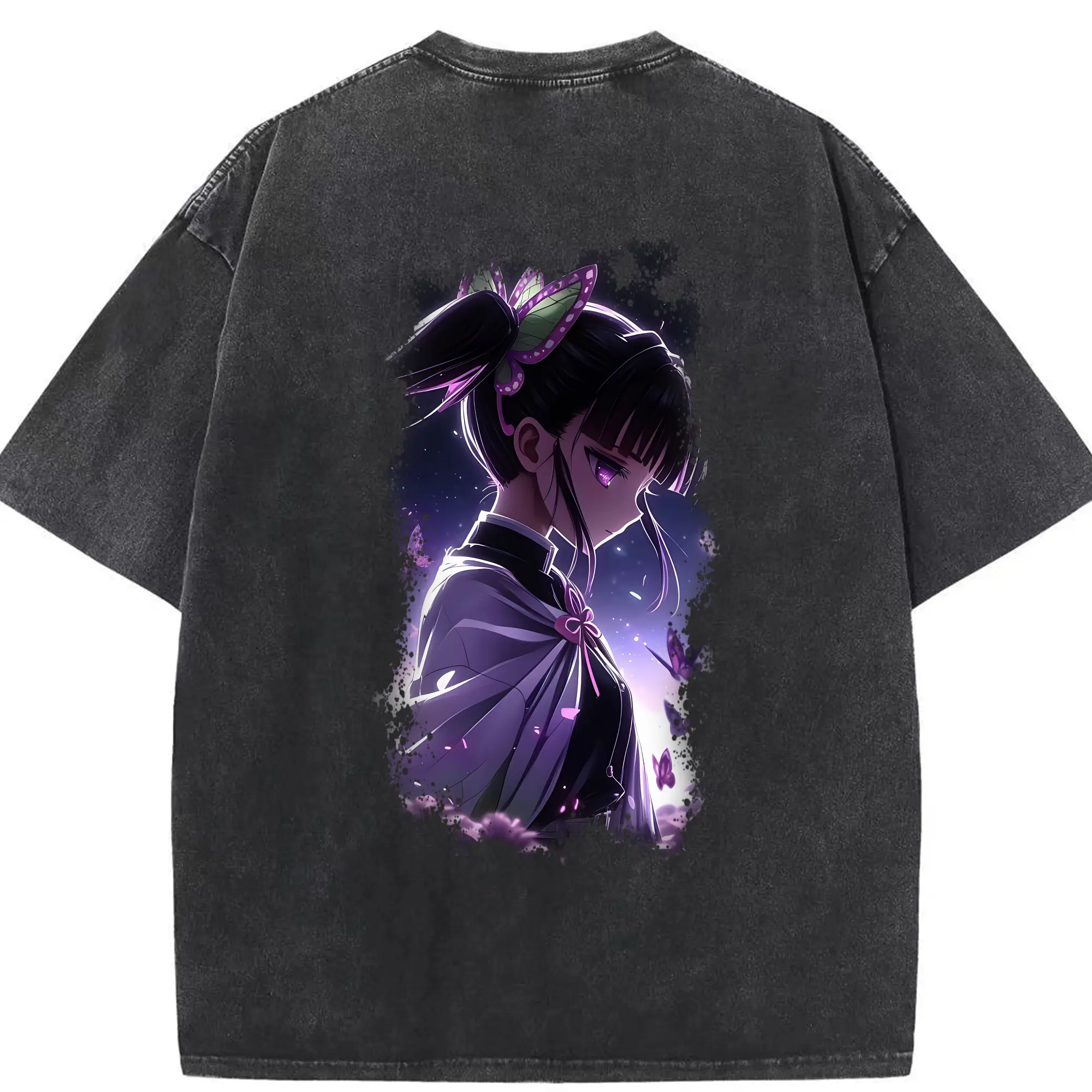 鬼滅の刃 グッズ,栗花落 カナヲ - 綿100％ ヴィンテージ風 半袖Tシャツ ・ 背面プリント ・ 柔らか肌触り ・ 通気性 快適 ・ スポーツ カジュアル 外出用