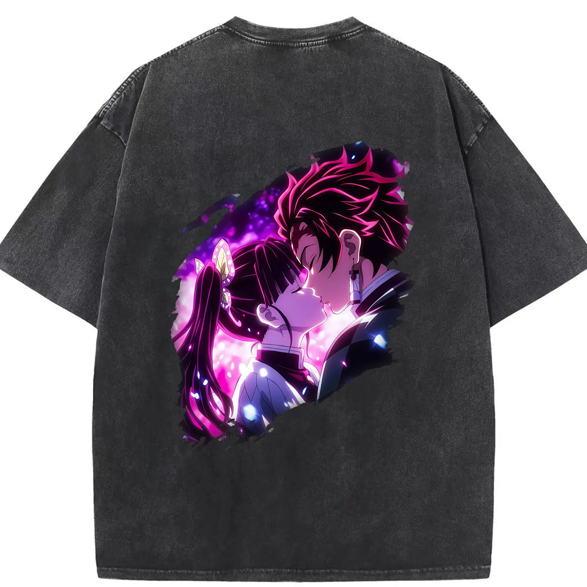 鬼滅の刃 グッズ,栗花落 カナヲ - 綿100％ ヴィンテージ風 半袖Tシャツ ・ 背面プリント ・ 柔らか肌触り ・ 通気性 快適 ・ スポーツ カジュアル 外出用