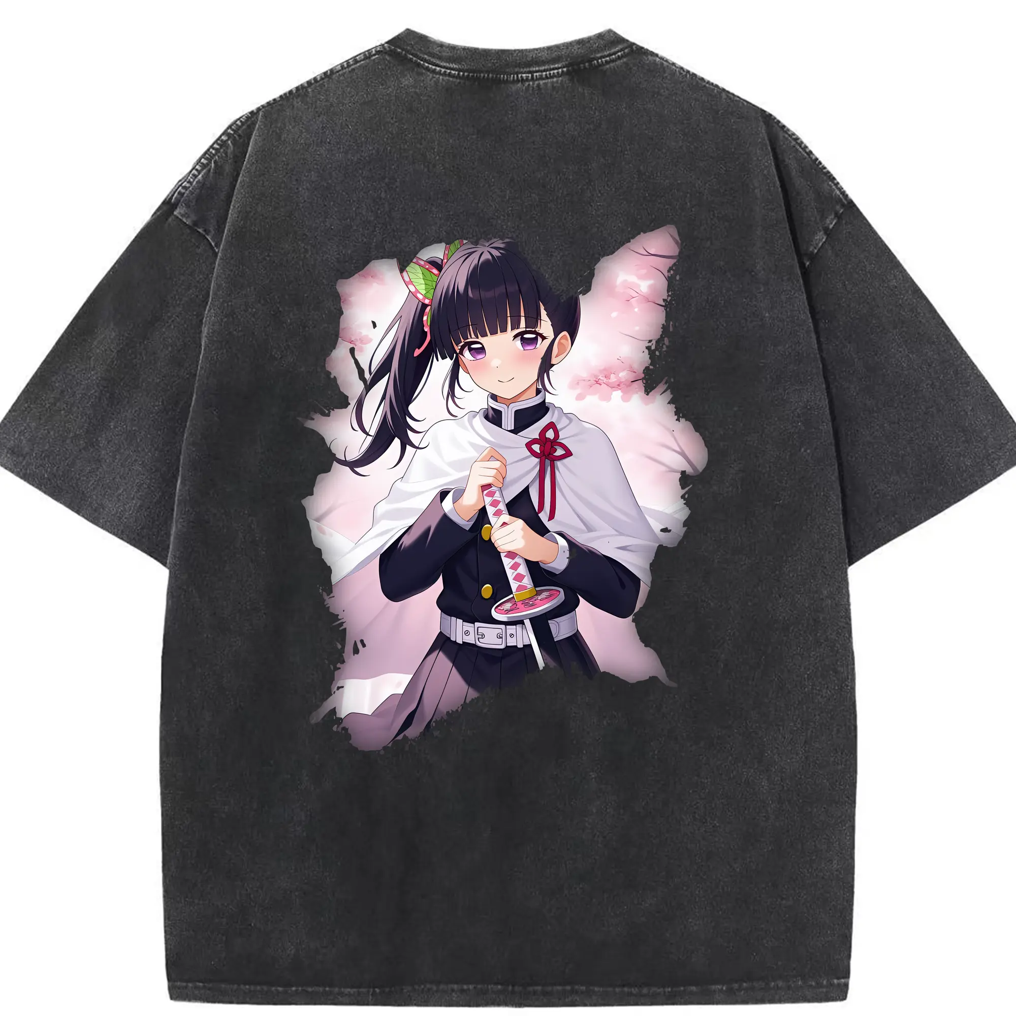 鬼滅の刃 グッズ,栗花落 カナヲ - 綿100％ ヴィンテージ風 半袖Tシャツ ・ 背面プリント ・ 柔らか肌触り ・ 通気性 快適 ・ スポーツ カジュアル 外出用