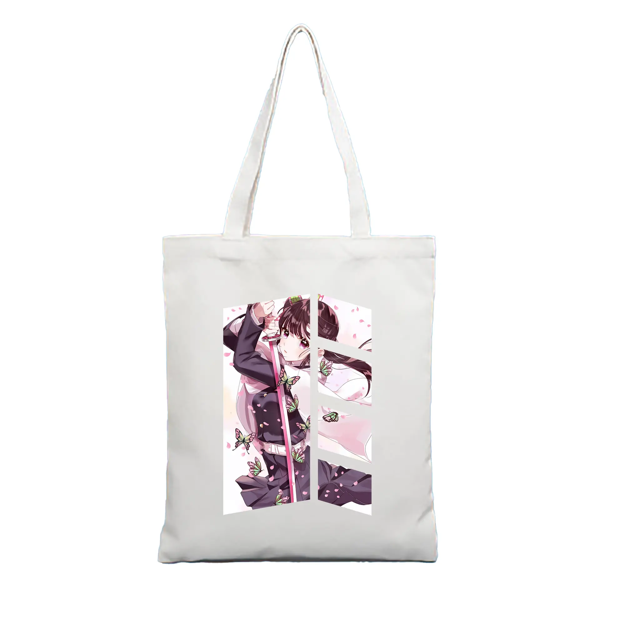 鬼滅の刃 グッズ,栗花落 カナヲ - 縦型キャンバス手提げバッグ（トートバッグ） ・ キャンバス素材 ・ ショッピング用 ・ 軽量 丈夫 お手入れ簡単