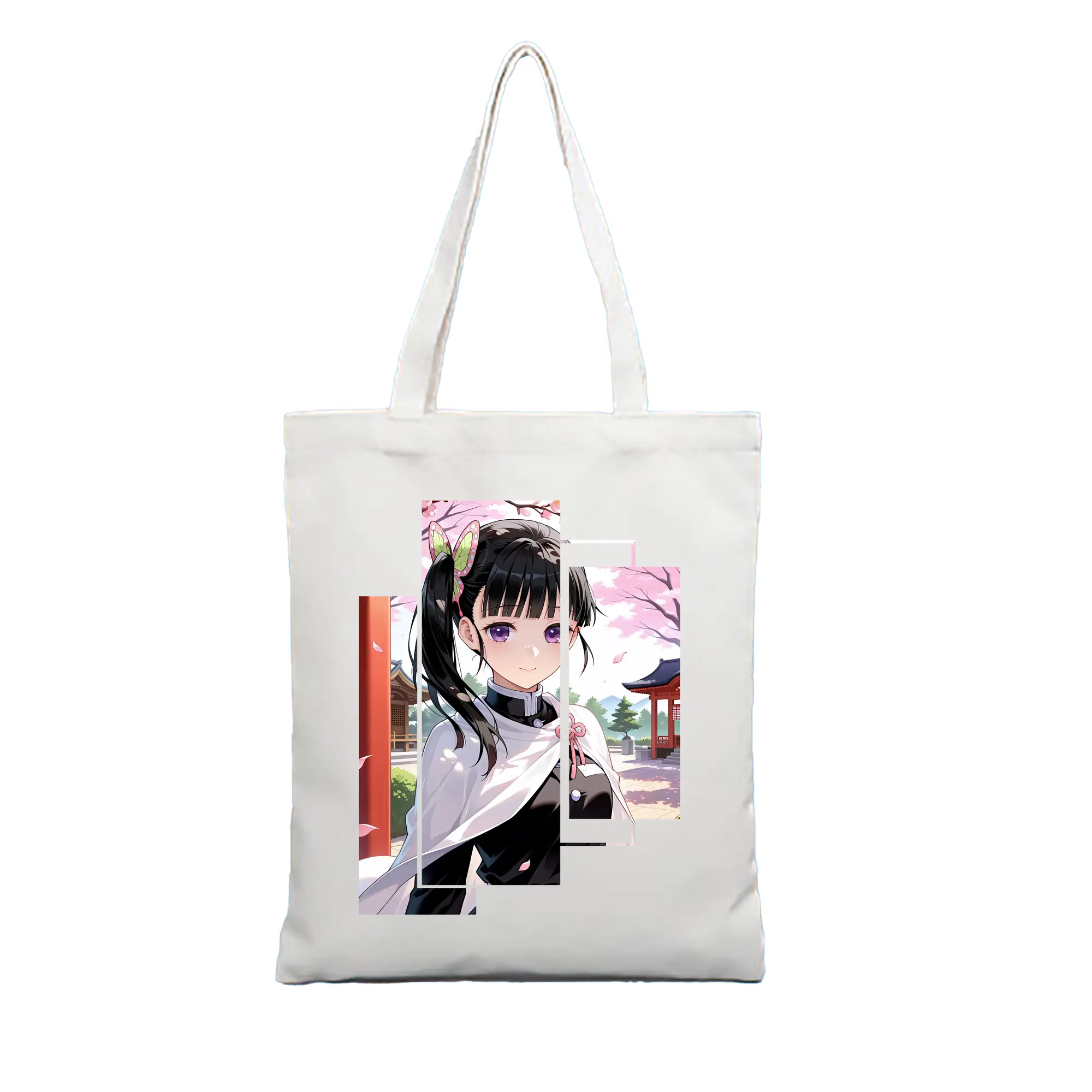 鬼滅の刃 グッズ,栗花落 カナヲ - 縦型キャンバス手提げバッグ（トートバッグ） ・ キャンバス素材 ・ ショッピング用 ・ 軽量 丈夫 お手入れ簡単