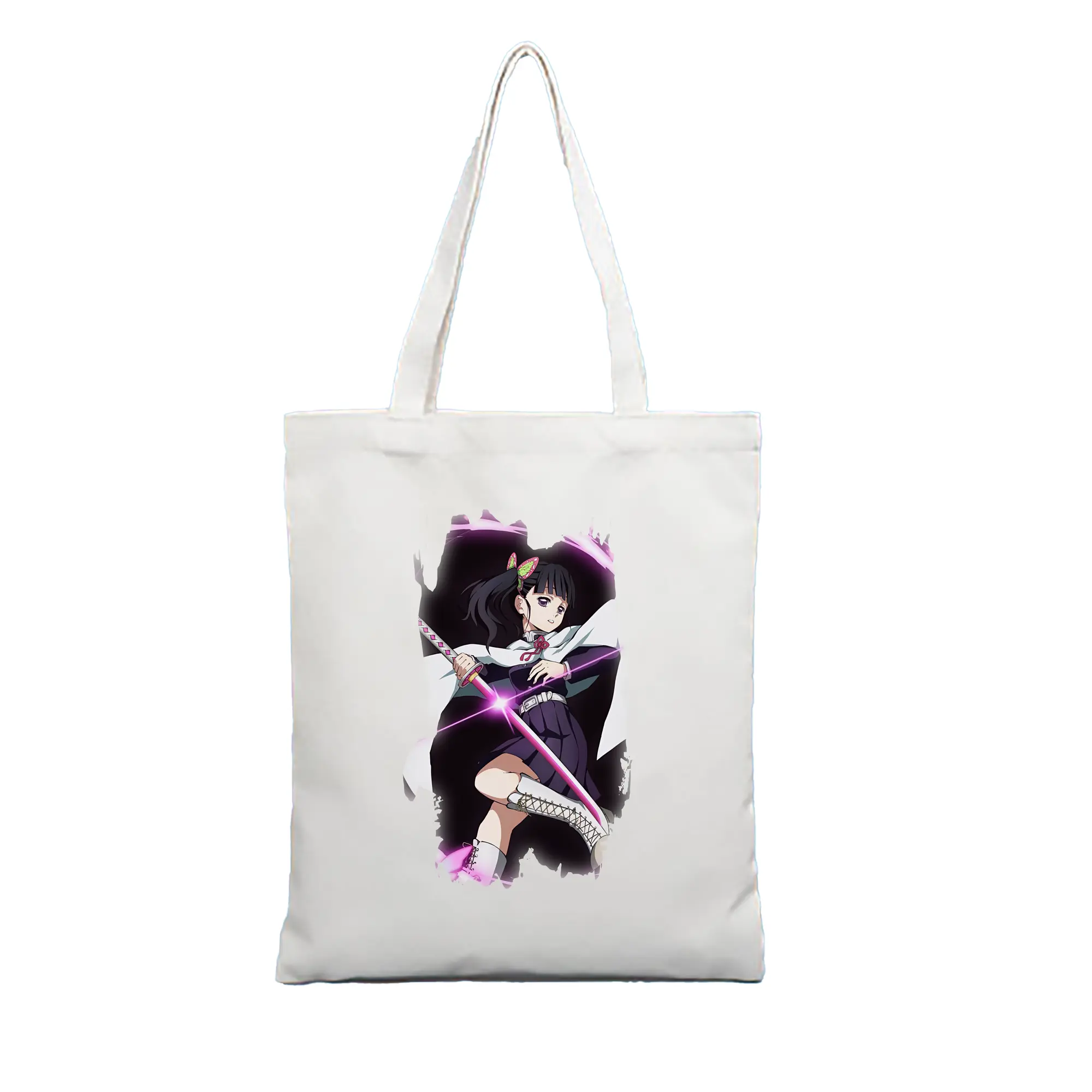 鬼滅の刃 グッズ,栗花落 カナヲ - 縦型キャンバス手提げバッグ（トートバッグ） ・ キャンバス素材 ・ ショッピング用 ・ 軽量 丈夫 お手入れ簡単