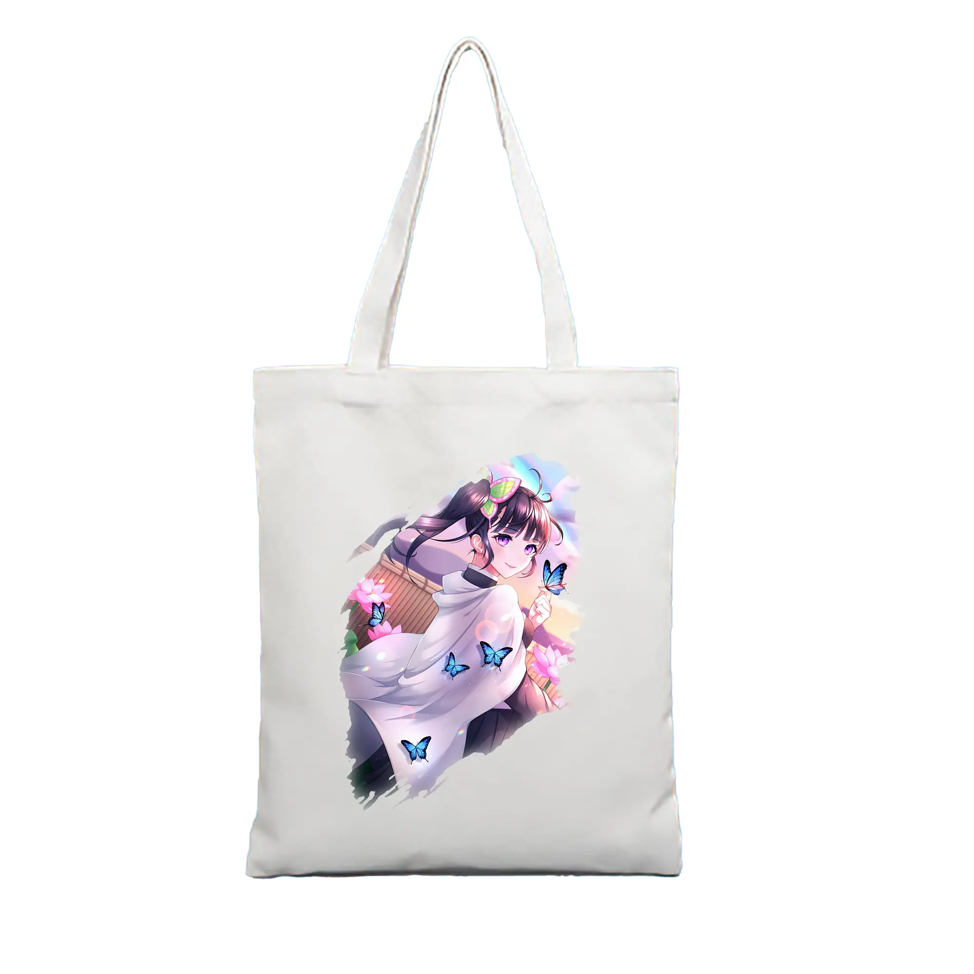 鬼滅の刃 グッズ,栗花落 カナヲ - 縦型キャンバス手提げバッグ（トートバッグ） ・ キャンバス素材 ・ ショッピング用 ・ 軽量 丈夫 お手入れ簡単