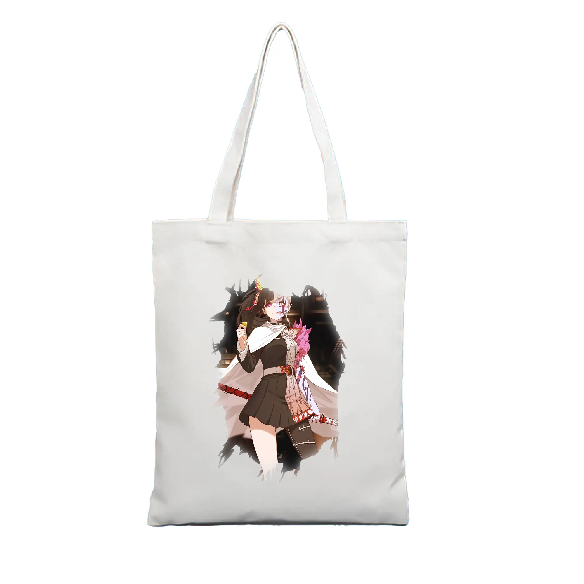 鬼滅の刃 グッズ,栗花落 カナヲ - 縦型キャンバス手提げバッグ（トートバッグ） ・ キャンバス素材 ・ ショッピング用 ・ 軽量 丈夫 お手入れ簡単