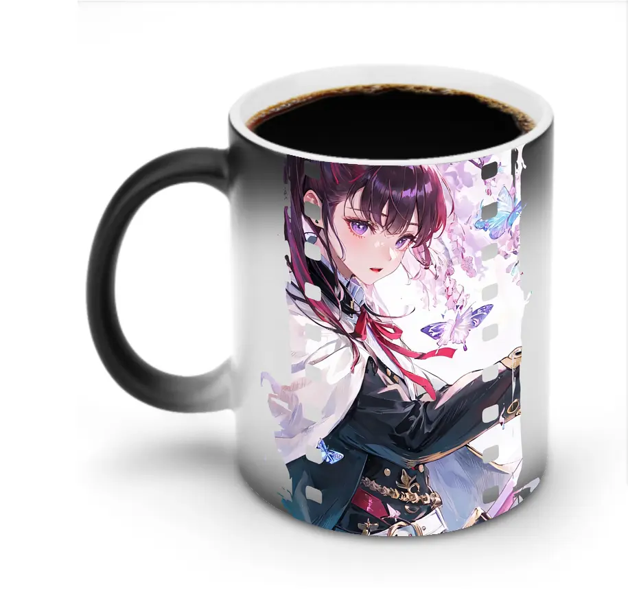 鬼滅の刃 グッズ,栗花落 カナヲ - 変色マグカップ ・ セラミック ・ 熱転写プリント ・ 耐久性 高品質 ・ ギフト・自宅用 コーヒー お茶