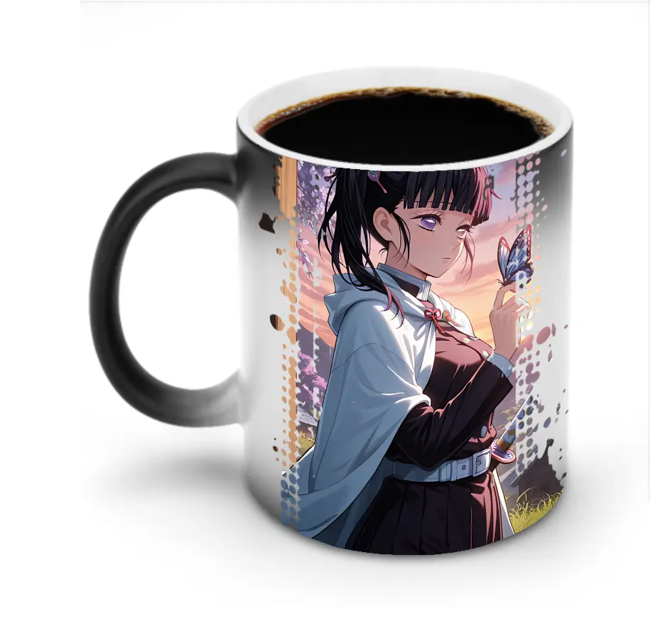 鬼滅の刃 グッズ,栗花落 カナヲ - 変色マグカップ ・ セラミック ・ 熱転写プリント ・ 耐久性 高品質 ・ ギフト・自宅用 コーヒー お茶