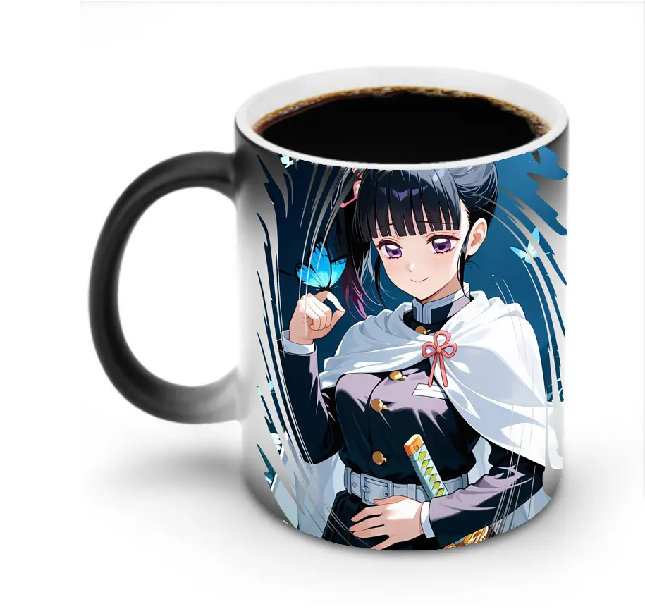鬼滅の刃 グッズ,栗花落 カナヲ - 変色マグカップ ・ セラミック ・ 熱転写プリント ・ 耐久性 高品質 ・ ギフト・自宅用 コーヒー お茶