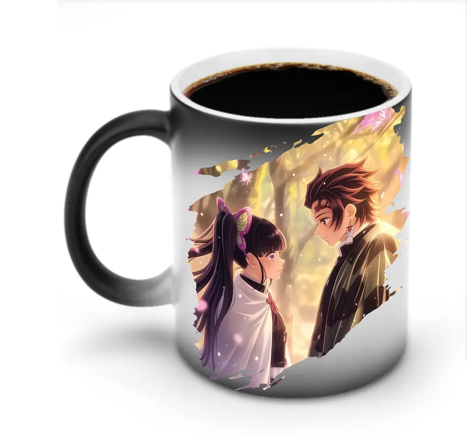 鬼滅の刃 グッズ,栗花落 カナヲ - 変色マグカップ ・ セラミック ・ 熱転写プリント ・ 耐久性 高品質 ・ ギフト・自宅用 コーヒー お茶