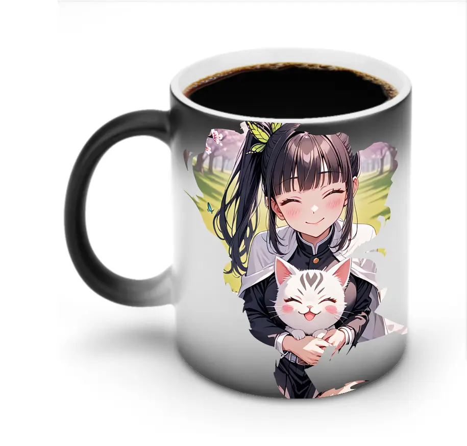 鬼滅の刃 グッズ,栗花落 カナヲ - 変色マグカップ ・ セラミック ・ 熱転写プリント ・ 耐久性 高品質 ・ ギフト・自宅用 コーヒー お茶