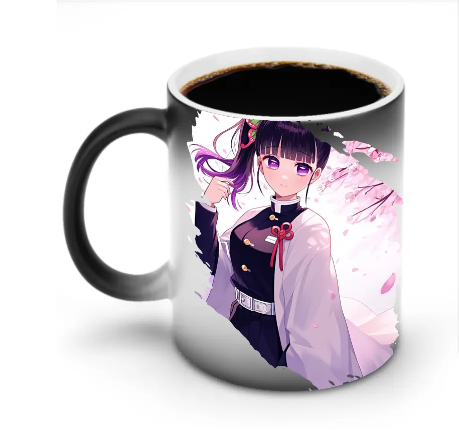 鬼滅の刃 グッズ,栗花落 カナヲ - 変色マグカップ ・ セラミック ・ 熱転写プリント ・ 耐久性 高品質 ・ ギフト・自宅用 コーヒー お茶