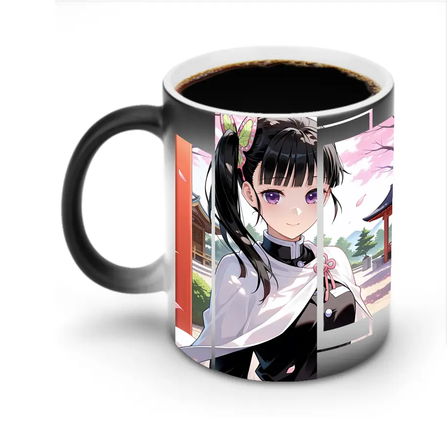 鬼滅の刃 グッズ,栗花落 カナヲ - 変色マグカップ ・ セラミック ・ 熱転写プリント ・ 耐久性 高品質 ・ ギフト・自宅用 コーヒー お茶