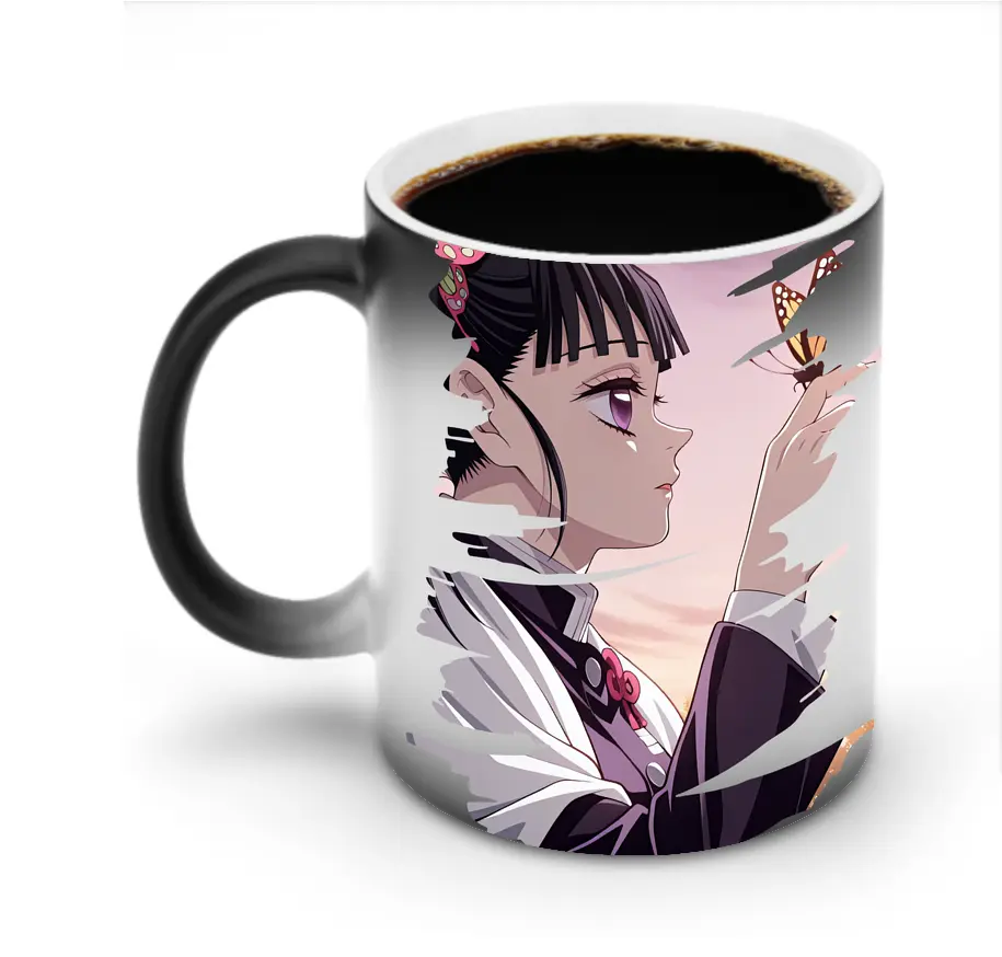 鬼滅の刃 グッズ,栗花落 カナヲ - 変色マグカップ ・ セラミック ・ 熱転写プリント ・ 耐久性 高品質 ・ ギフト・自宅用 コーヒー お茶