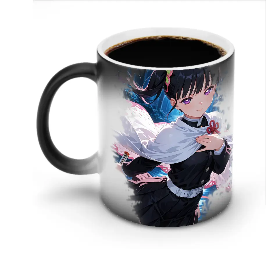 鬼滅の刃 グッズ,栗花落 カナヲ - 変色マグカップ ・ セラミック ・ 熱転写プリント ・ 耐久性 高品質 ・ ギフト・自宅用 コーヒー お茶
