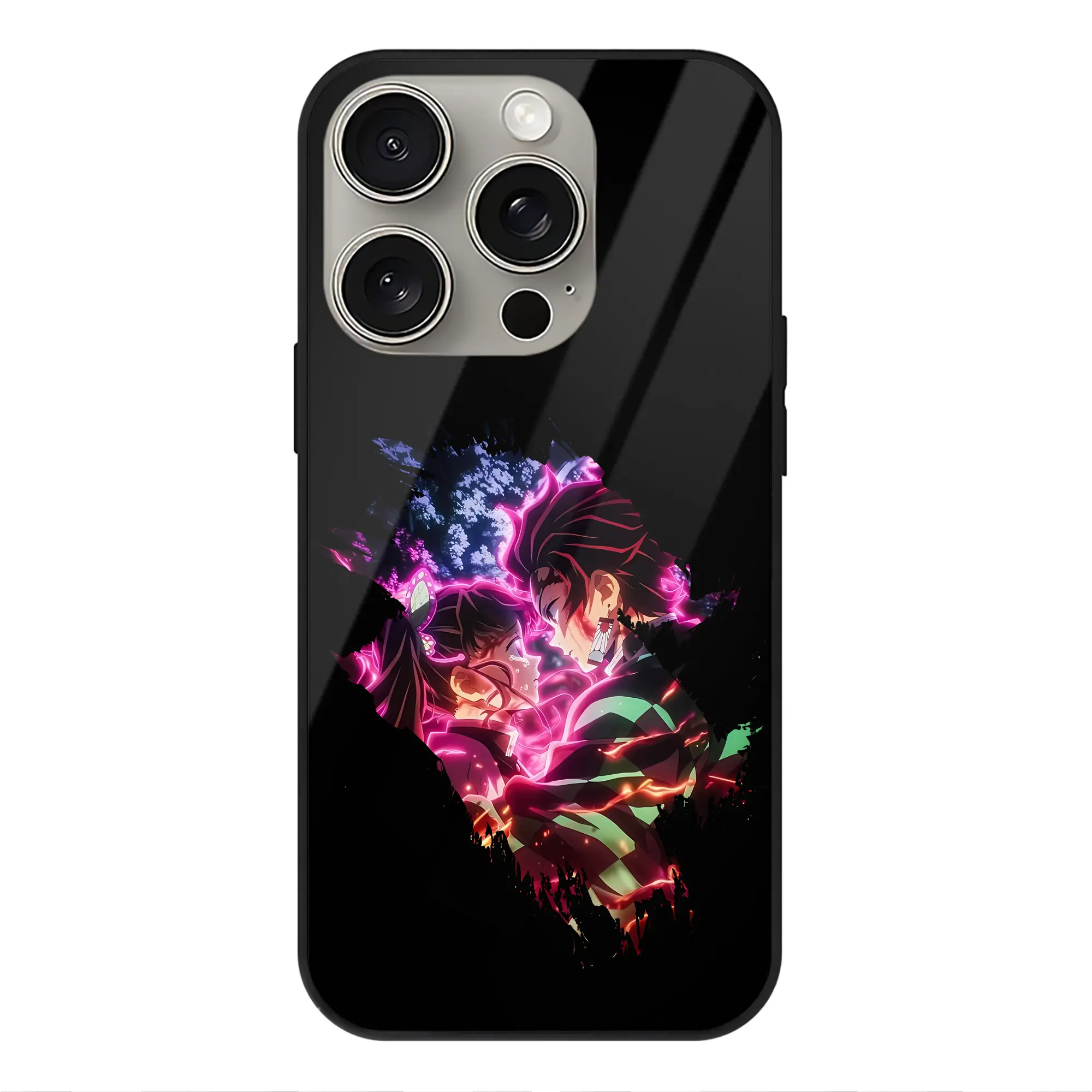 鬼滅の刃 グッズ,栗花落 カナヲ - IPhone15Pro対応 ・ スマホケース ・ 背面ガラス ・ TPU+強化ガラス ・ 耐衝撃 ・ 黄変防止 ・ ワイヤレス充電対応 ・ 3D立体ボタン