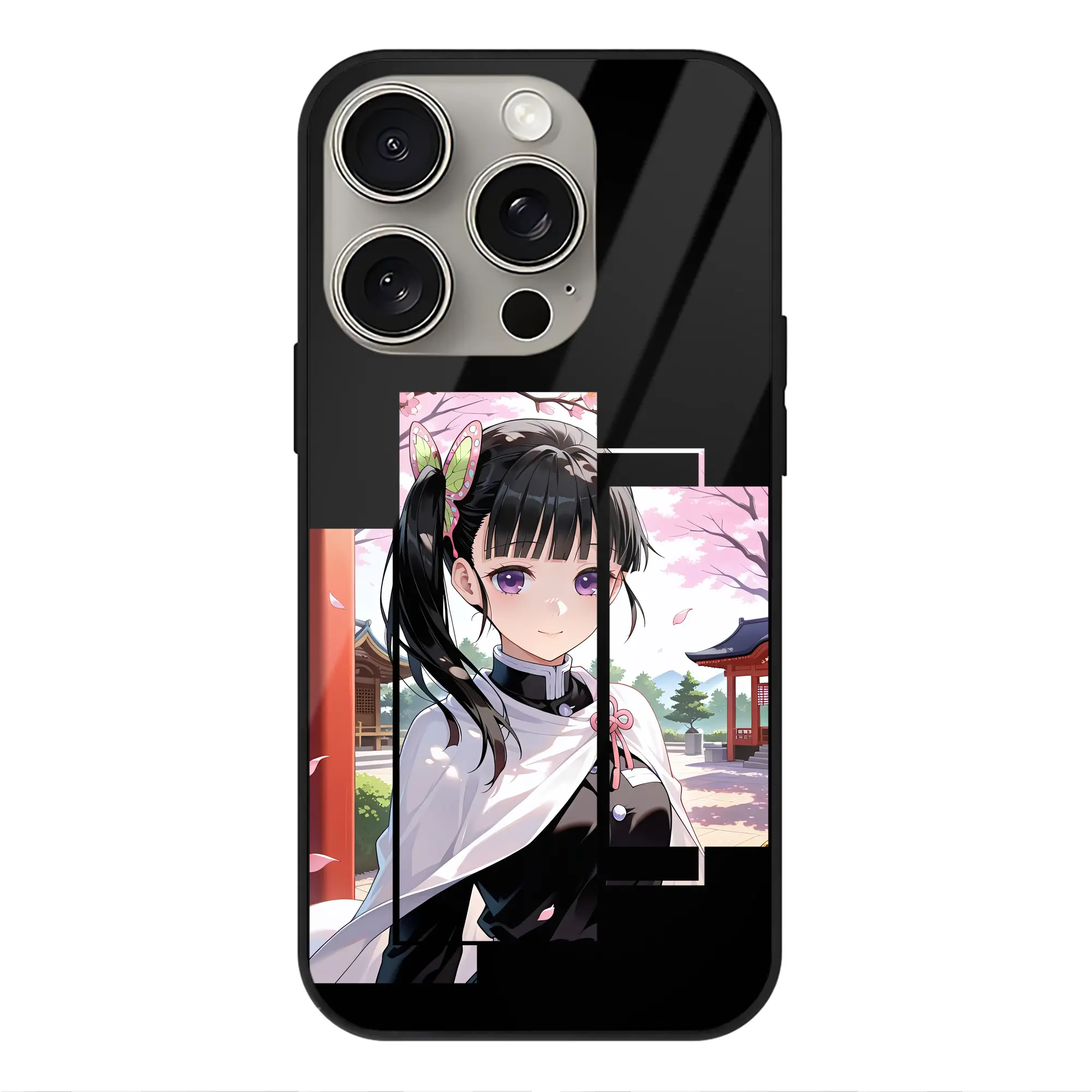 鬼滅の刃 グッズ,栗花落 カナヲ - IPhone15Pro対応 ・ スマホケース ・ 背面ガラス ・ TPU+強化ガラス ・ 耐衝撃 ・ 黄変防止 ・ ワイヤレス充電対応 ・ 3D立体ボタン