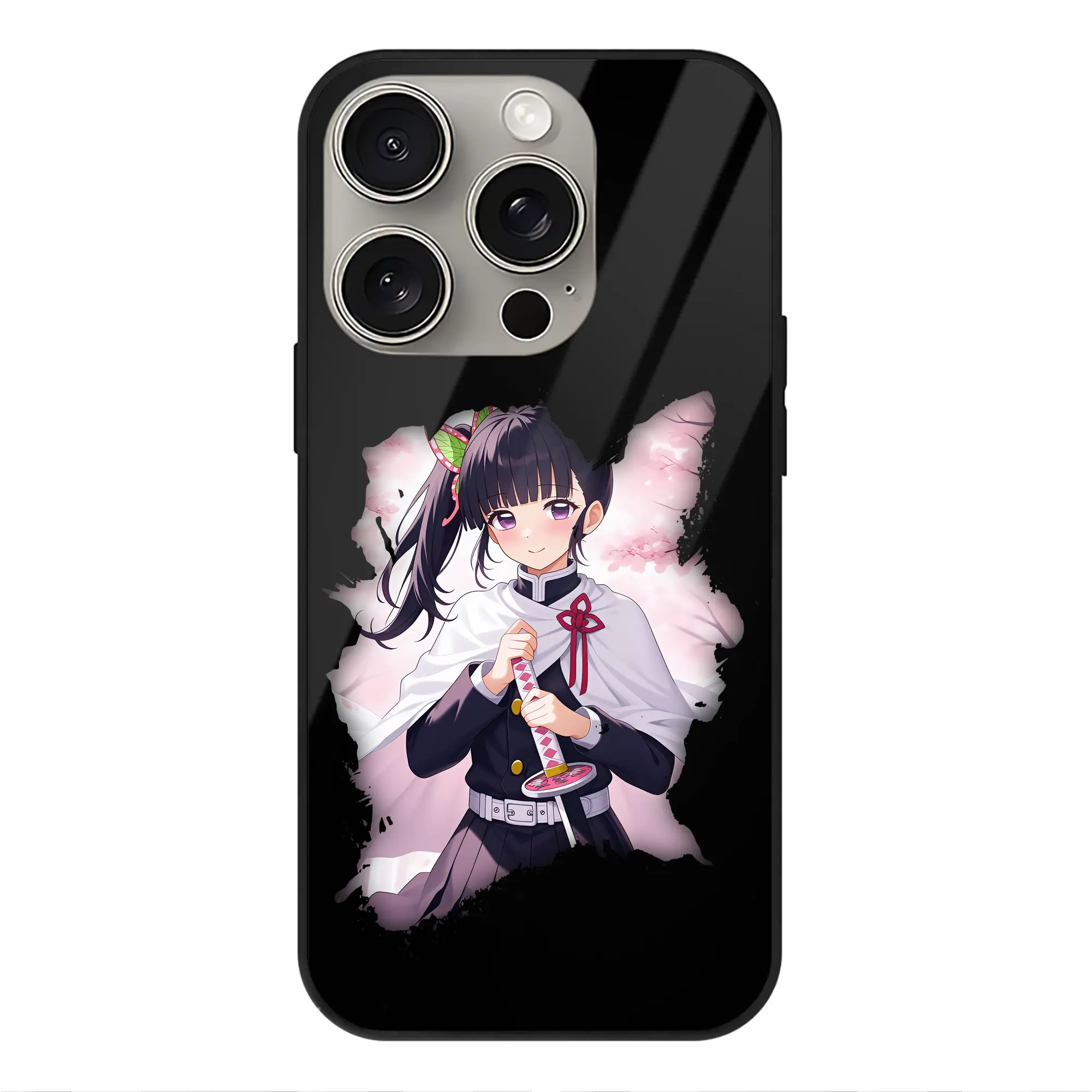 鬼滅の刃 グッズ,栗花落 カナヲ - IPhone15Pro対応 ・ スマホケース ・ 背面ガラス ・ TPU+強化ガラス ・ 耐衝撃 ・ 黄変防止 ・ ワイヤレス充電対応 ・ 3D立体ボタン