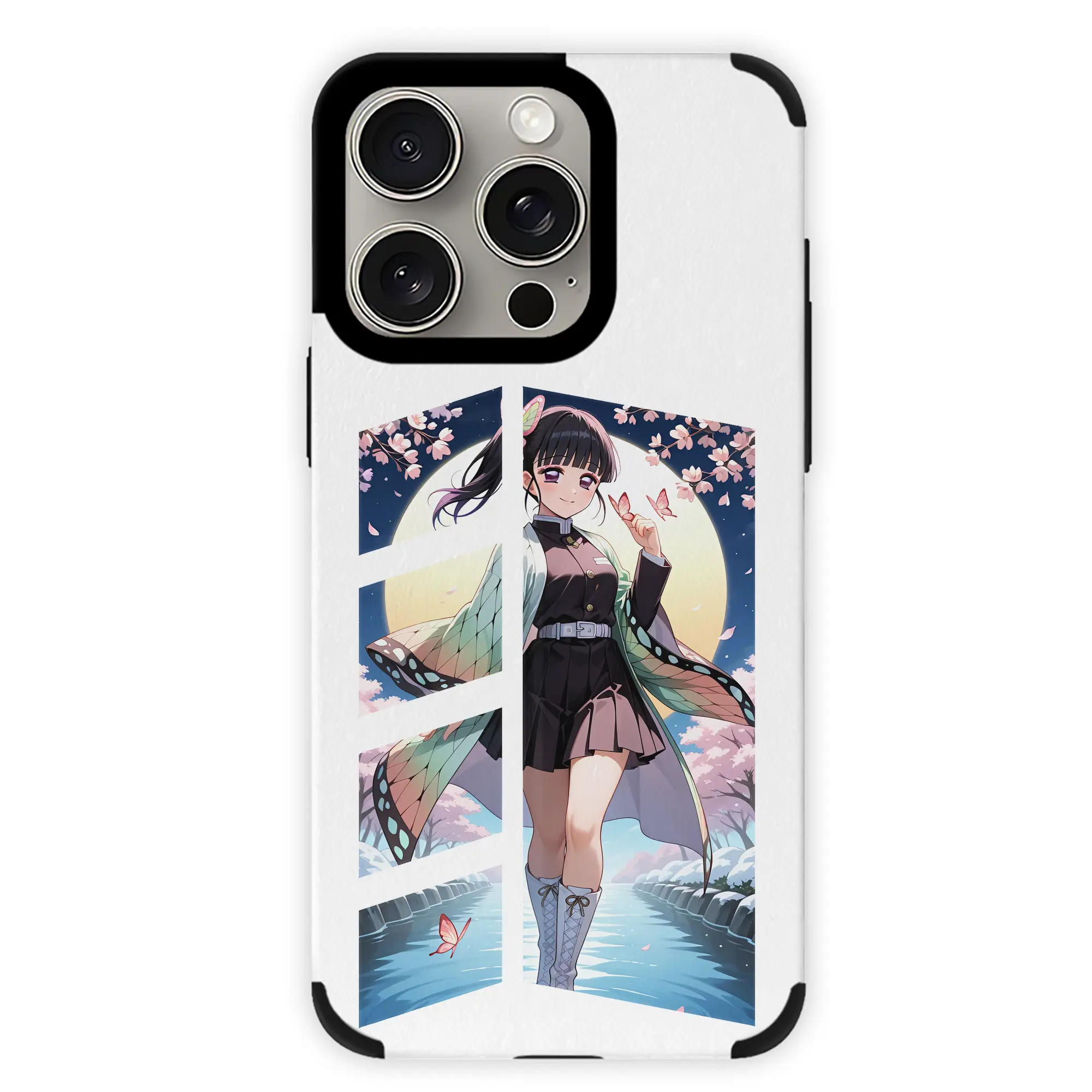 鬼滅の刃 グッズ,栗花落 カナヲ - IPhone15ProMax対応 ・ PUレザースマホケース ・ 耐衝撃 ・ 黄変防止 ・ 360度全面保護 ・ 柔らか手触り ・ 3D立体ボタン