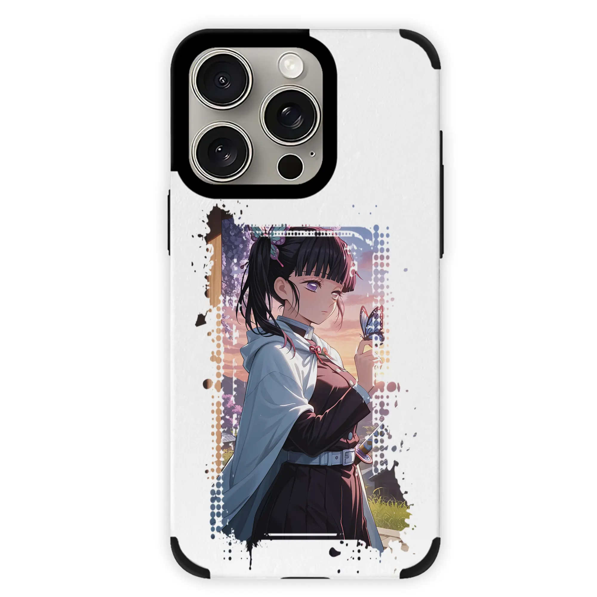 鬼滅の刃 グッズ,栗花落 カナヲ - IPhone15ProMax対応 ・ PUレザースマホケース ・ 耐衝撃 ・ 黄変防止 ・ 360度全面保護 ・ 柔らか手触り ・ 3D立体ボタン