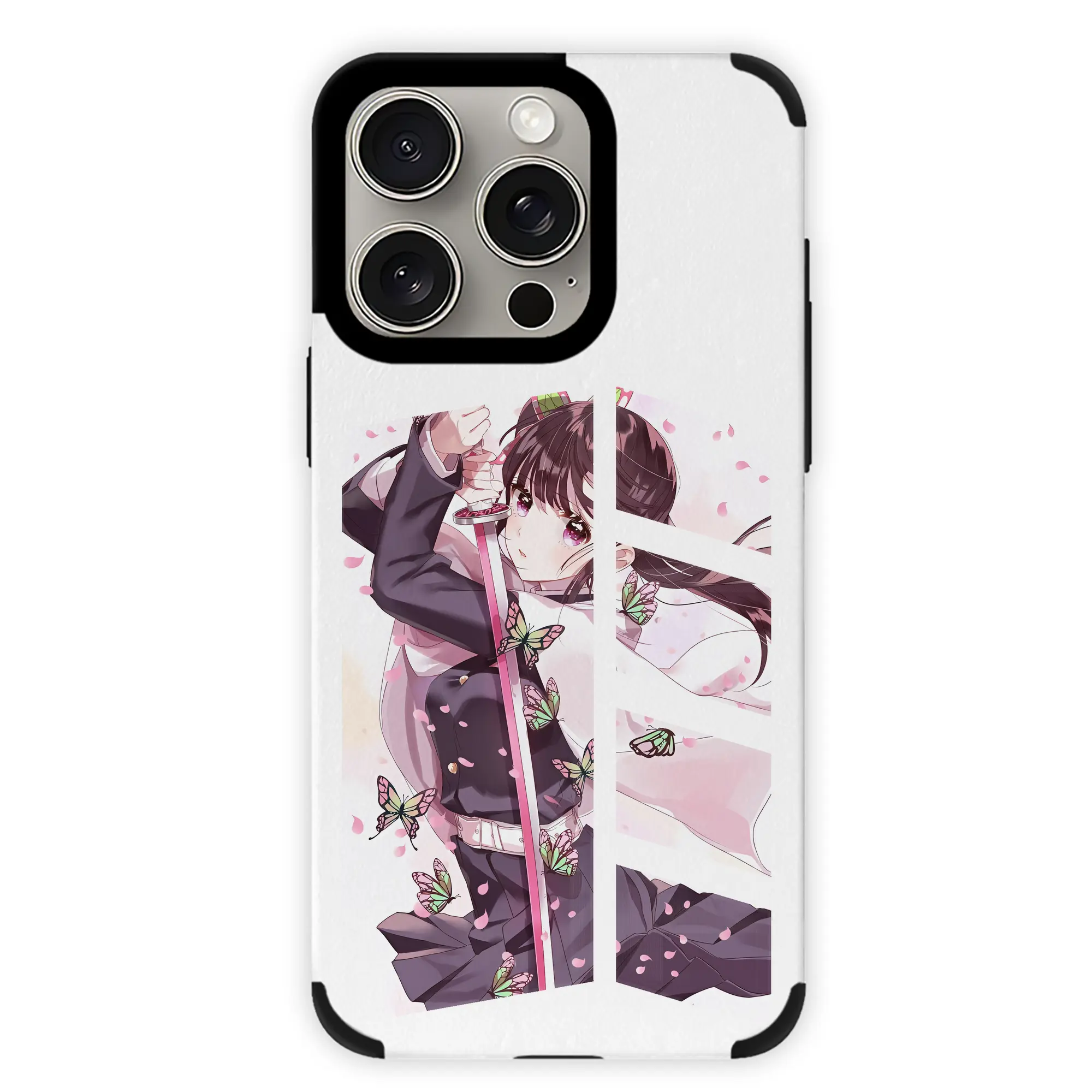 鬼滅の刃 グッズ,栗花落 カナヲ - IPhone15ProMax対応 ・ PUレザースマホケース ・ 耐衝撃 ・ 黄変防止 ・ 360度全面保護 ・ 柔らか手触り ・ 3D立体ボタン