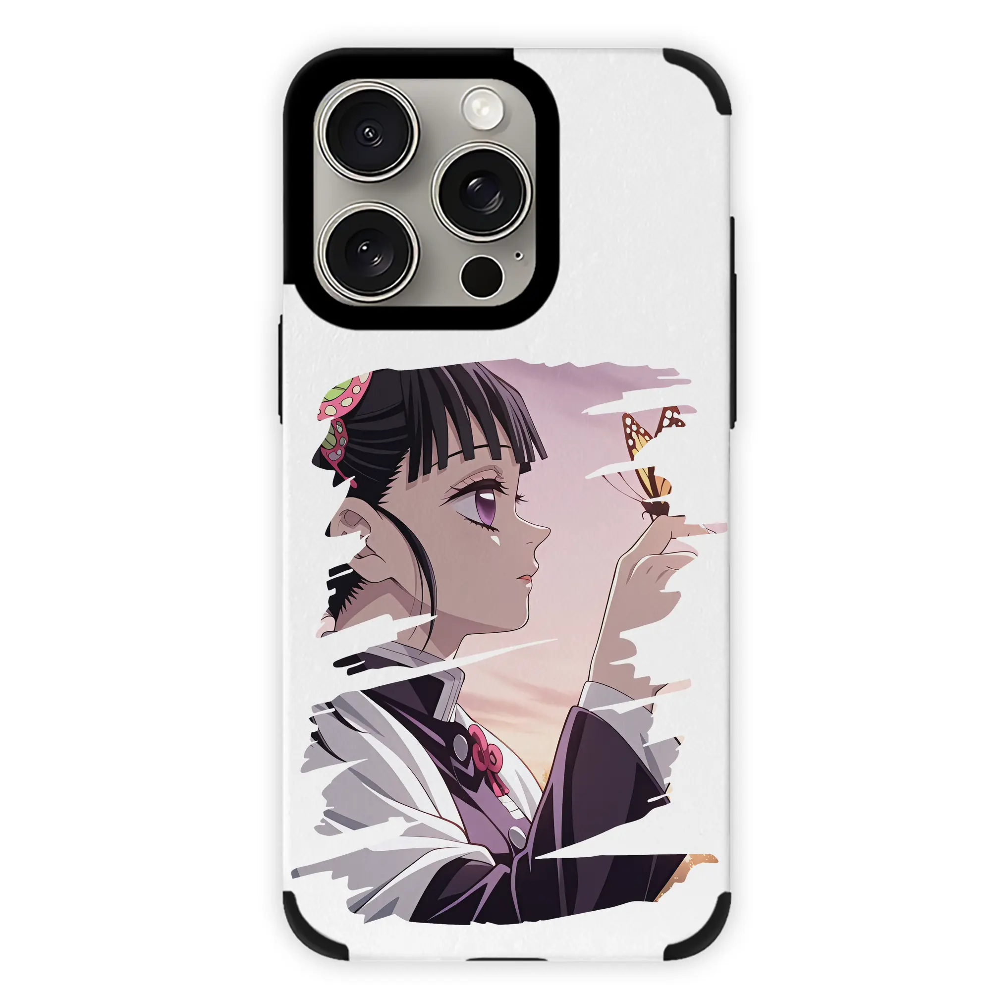 鬼滅の刃 グッズ,栗花落 カナヲ - IPhone15ProMax対応 ・ PUレザースマホケース ・ 耐衝撃 ・ 黄変防止 ・ 360度全面保護 ・ 柔らか手触り ・ 3D立体ボタン