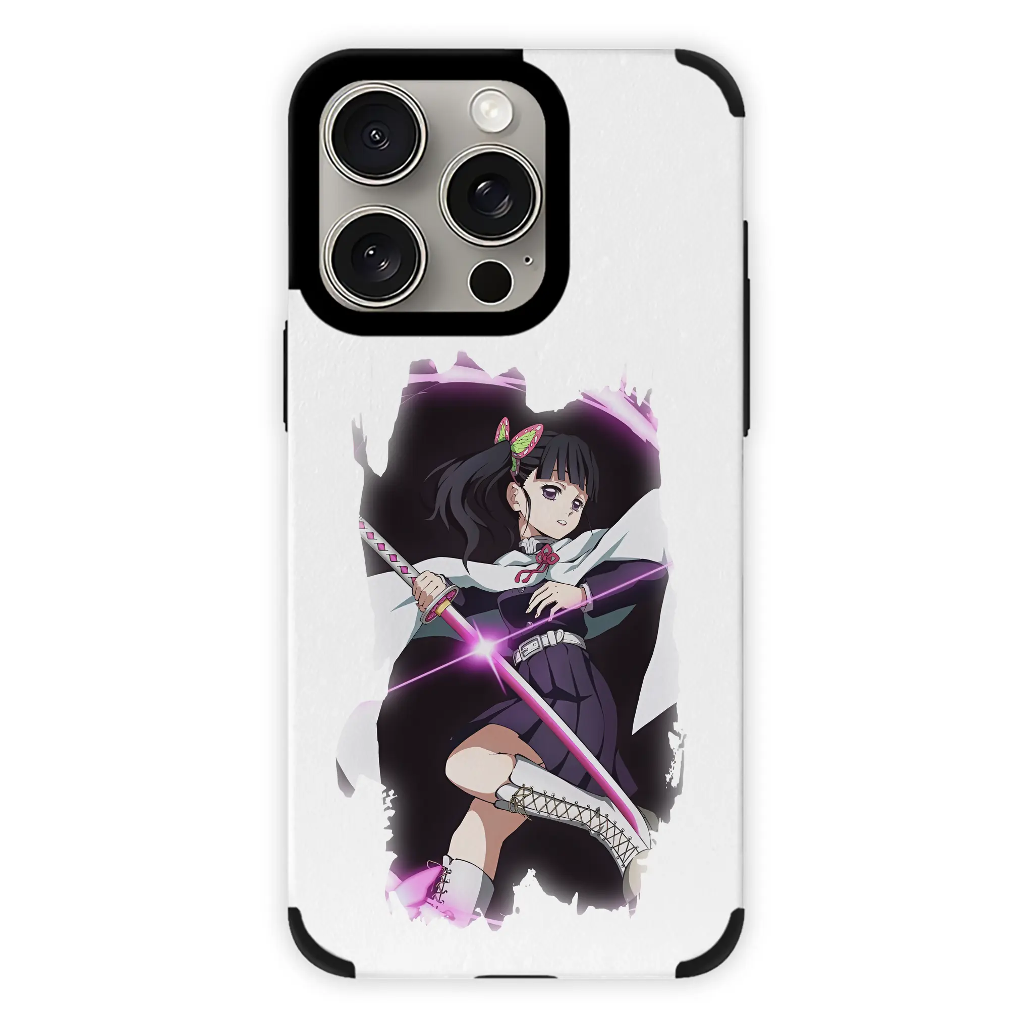 鬼滅の刃 グッズ,栗花落 カナヲ - IPhone15ProMax対応 ・ PUレザースマホケース ・ 耐衝撃 ・ 黄変防止 ・ 360度全面保護 ・ 柔らか手触り ・ 3D立体ボタン