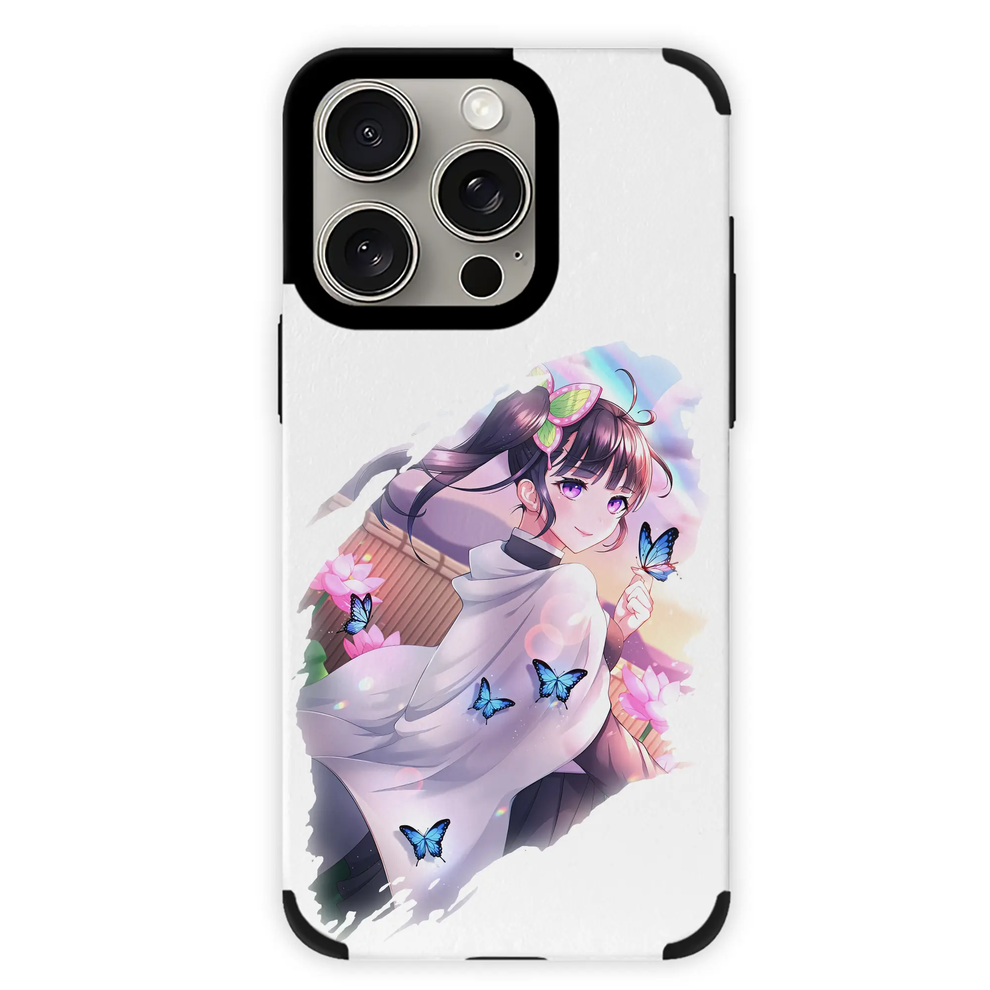 鬼滅の刃 グッズ,栗花落 カナヲ - IPhone15ProMax対応 ・ PUレザースマホケース ・ 耐衝撃 ・ 黄変防止 ・ 360度全面保護 ・ 柔らか手触り ・ 3D立体ボタン