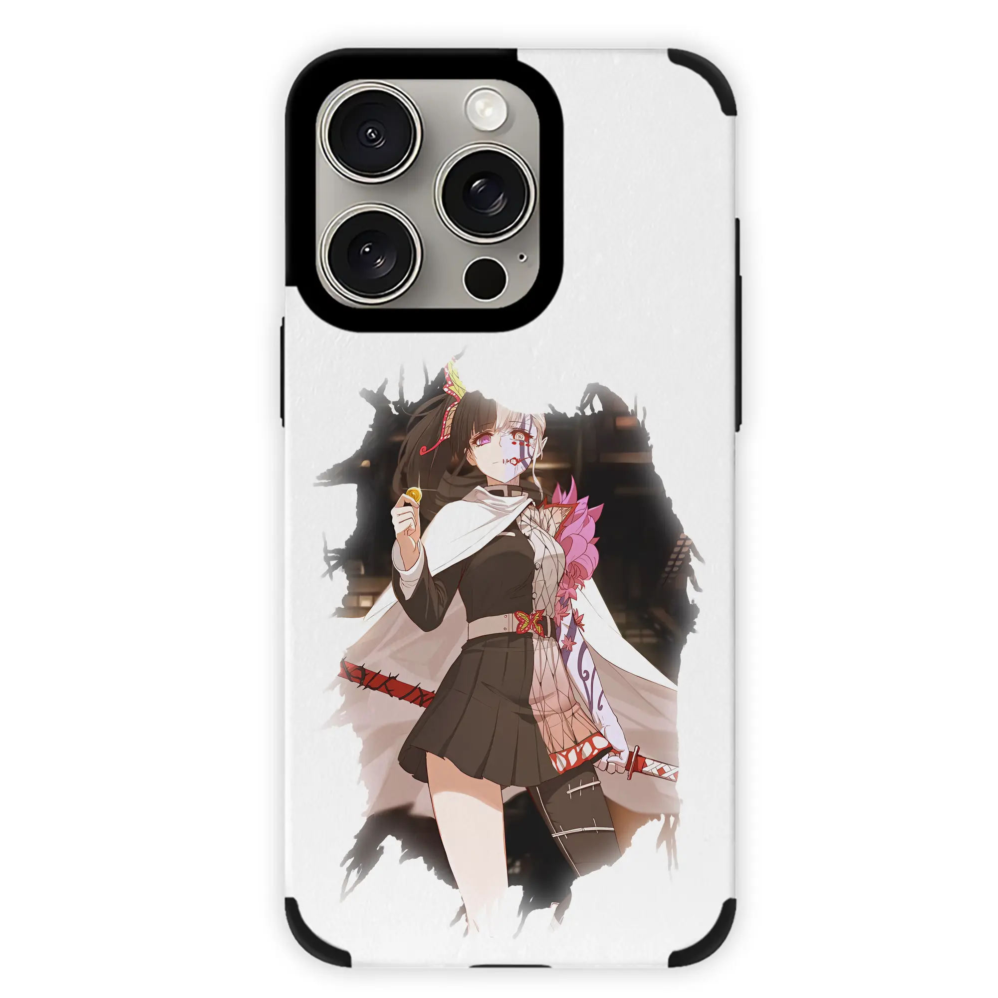 鬼滅の刃 グッズ,栗花落 カナヲ - IPhone15ProMax対応 ・ PUレザースマホケース ・ 耐衝撃 ・ 黄変防止 ・ 360度全面保護 ・ 柔らか手触り ・ 3D立体ボタン