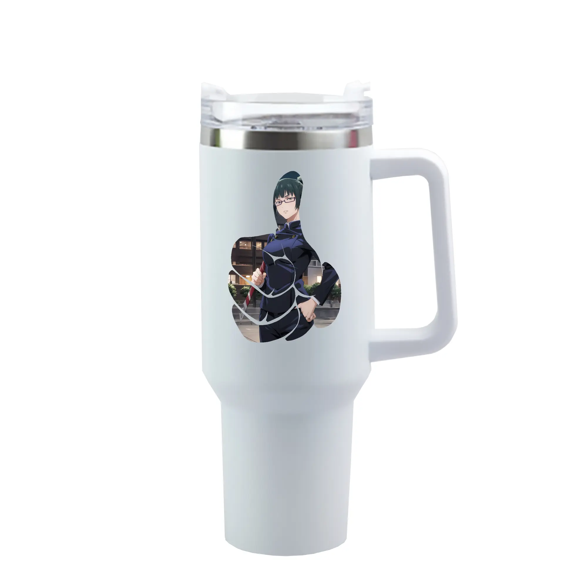呪術廻戦 グッズ,禪院 真希 - 1200mL 車用タンブラー ・ クリスタルステッカー ・ 304ステンレス 内側 ・ 201ステンレス 外側 ・ 保温 保冷 ・ ハンドル＆ストロー付き ・ 通勤 ドライブ アウトドア用