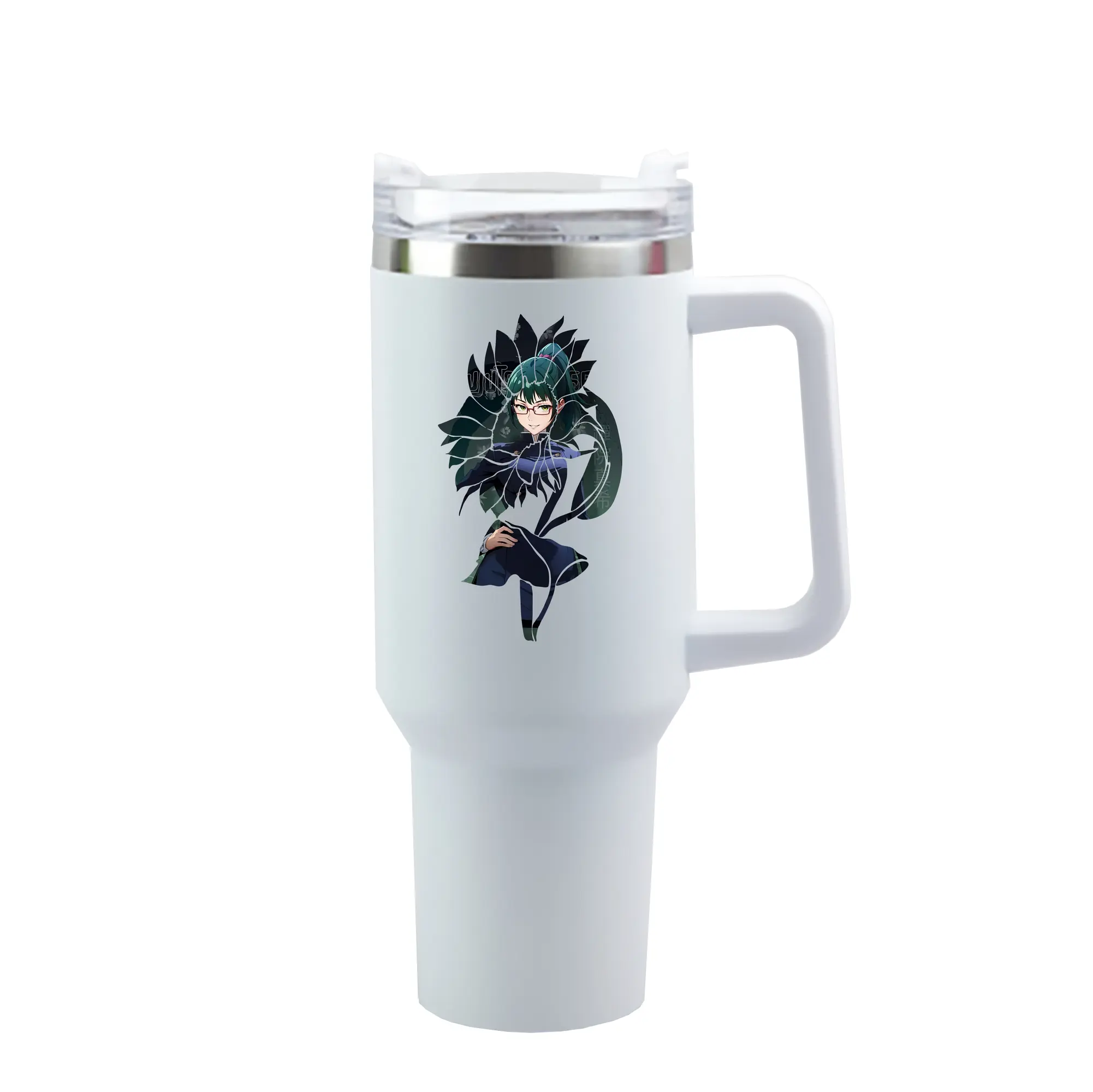 呪術廻戦 グッズ,禪院 真希 - 1200mL 車用タンブラー ・ クリスタルステッカー ・ 304ステンレス 内側 ・ 201ステンレス 外側 ・ 保温 保冷 ・ ハンドル＆ストロー付き ・ 通勤 ドライブ アウトドア用