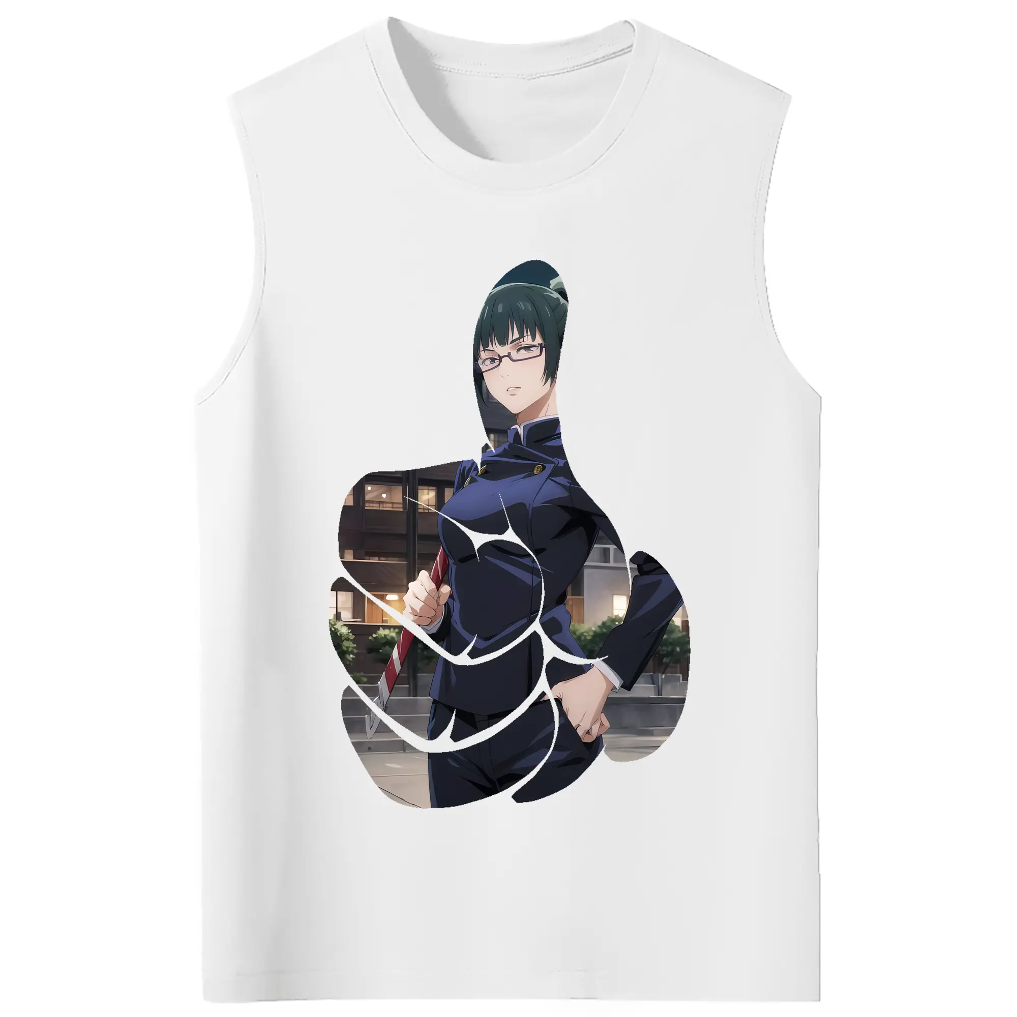 呪術廻戦 グッズ,禪院 真希 - コットン100％ タンクトップ ・ フロントプリント ・ タイトフィット ・ 快適 通気性 ・ スポーツ カジュアル 散歩用