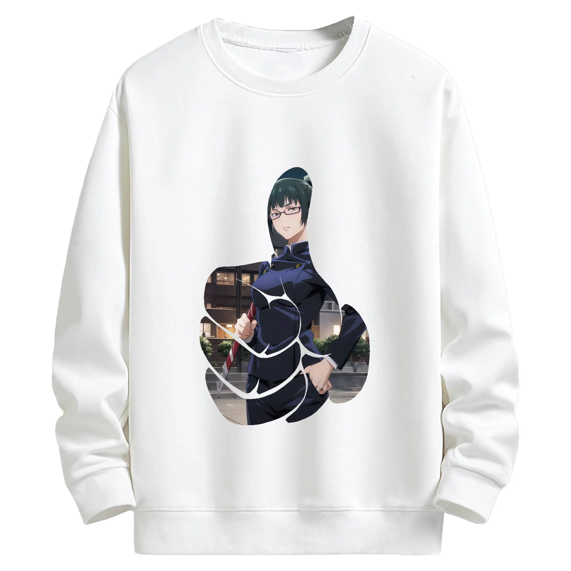 呪術廻戦 グッズ,禪院 真希 - 高品質 クルーネック スウェット ・ コットン59％ ポリエステル41％ ・ ユニセックス 長袖 トレーナー ・ カジュアル デイリー スポーツ 散歩用