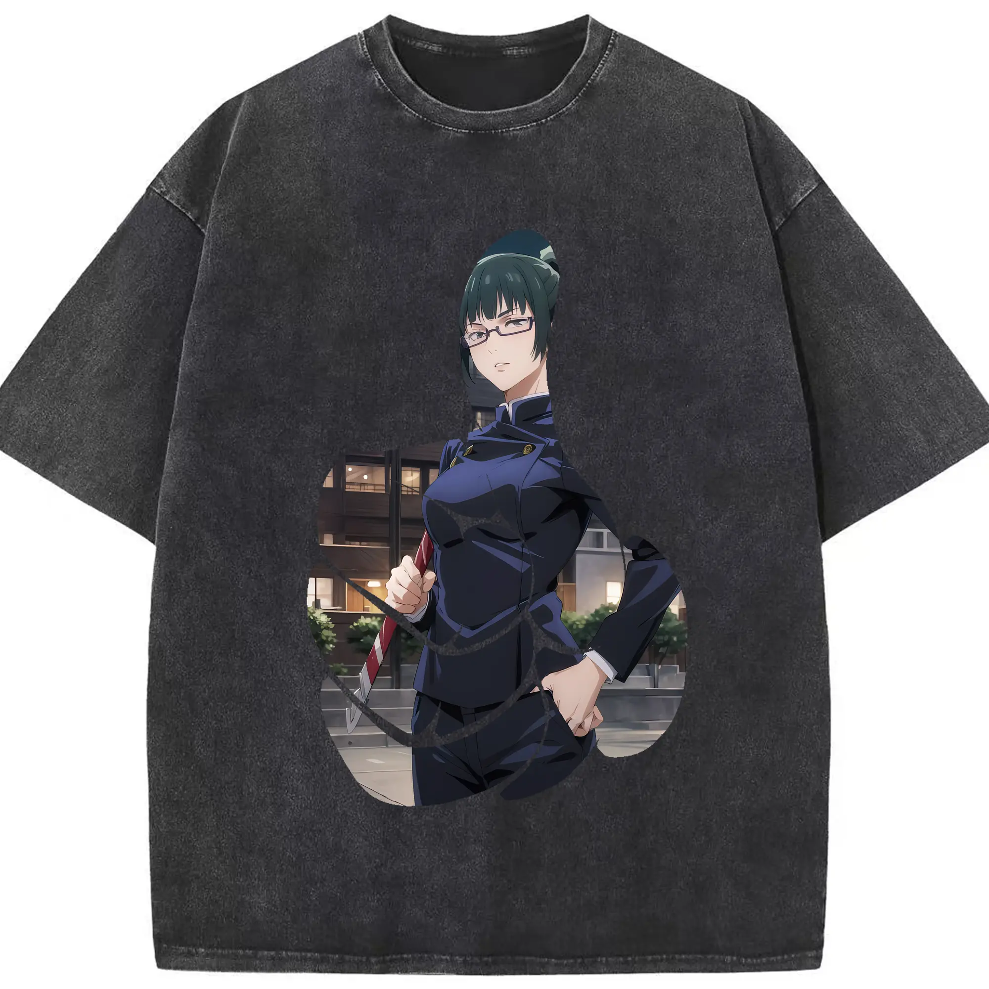呪術廻戦 グッズ,禪院 真希 - 綿100％ ヴィンテージ風 半袖Tシャツ ・ フロントプリント ・ 柔らか肌触り ・ 通気性 快適 ・ スポーツ カジュアル 外出用